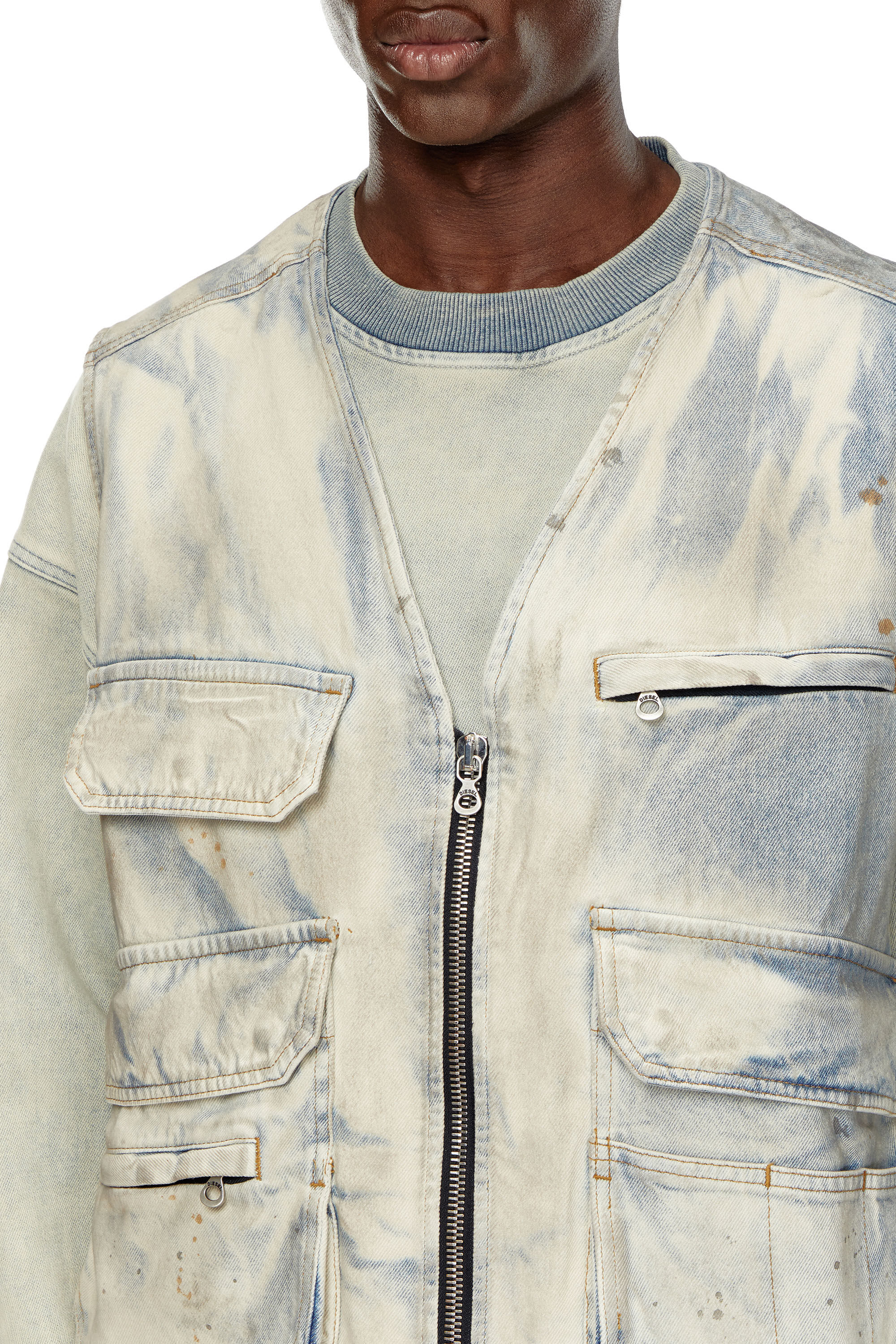Men's Sleeveless jacket in solarised denim | Multicolor | Diesel