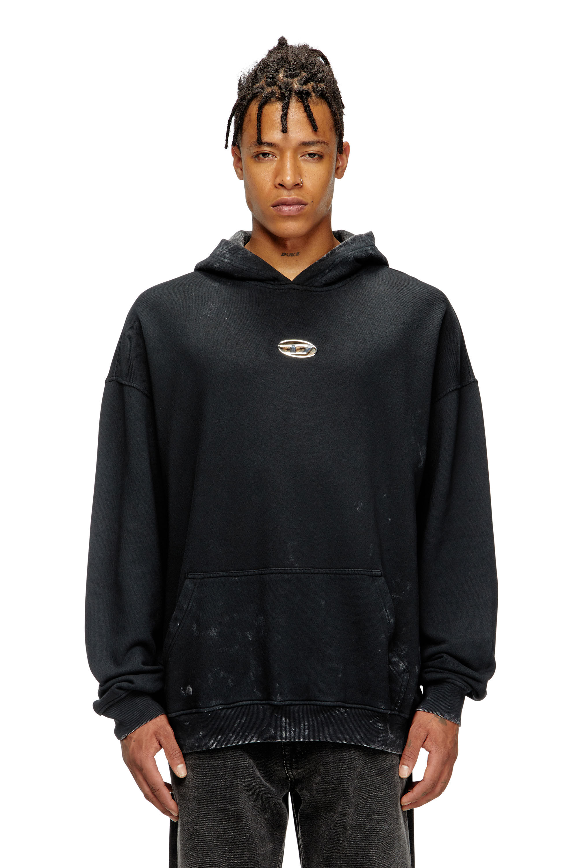 Diesel - S-BOXT-HOOD-T10, Sudadera con capucha y Oval D de metal recortada Hombre in Negro - 2