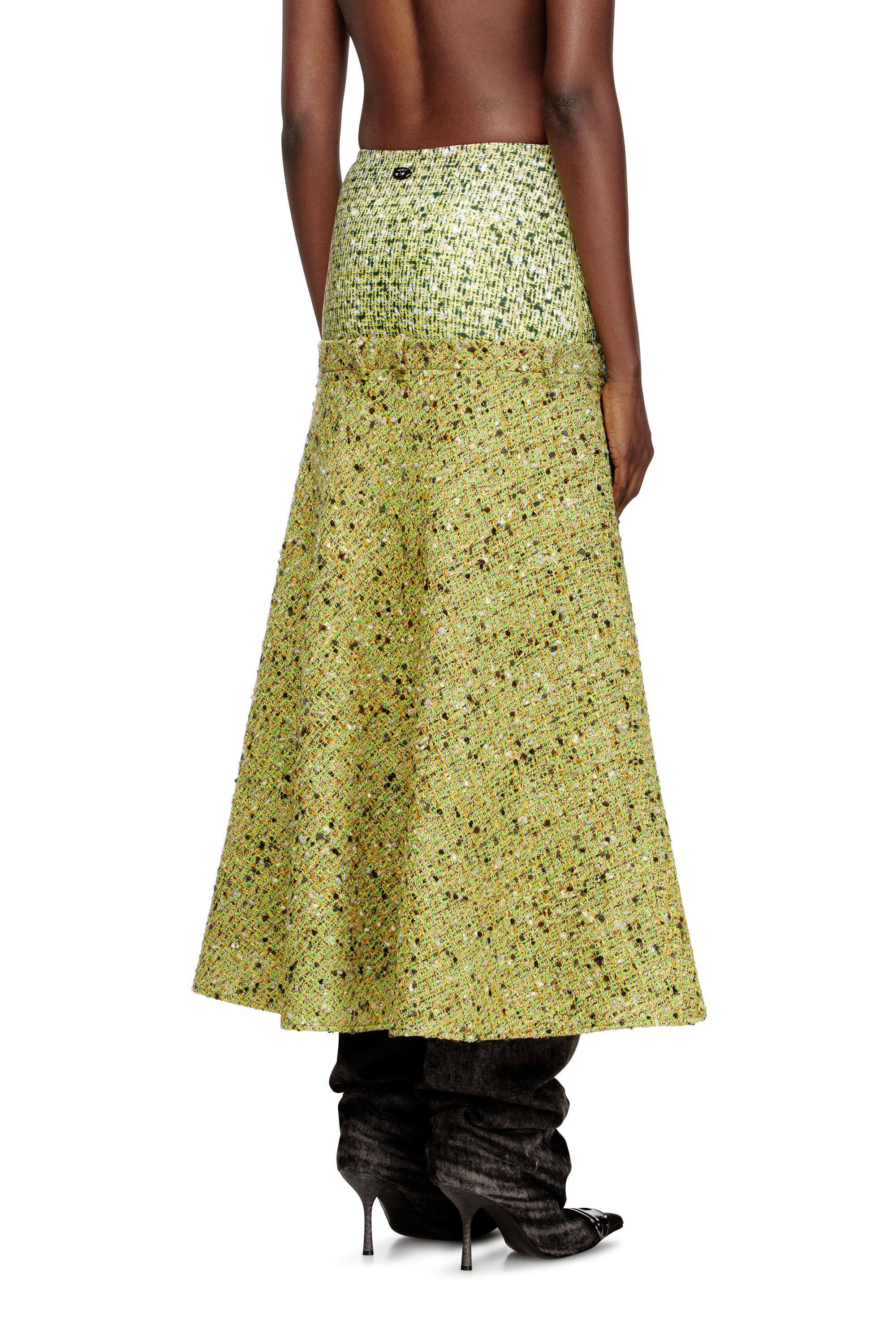 Diesel - O-GRACE-MIX, Falda bouclé con cintura de lycra Mujer in Verde - 4
