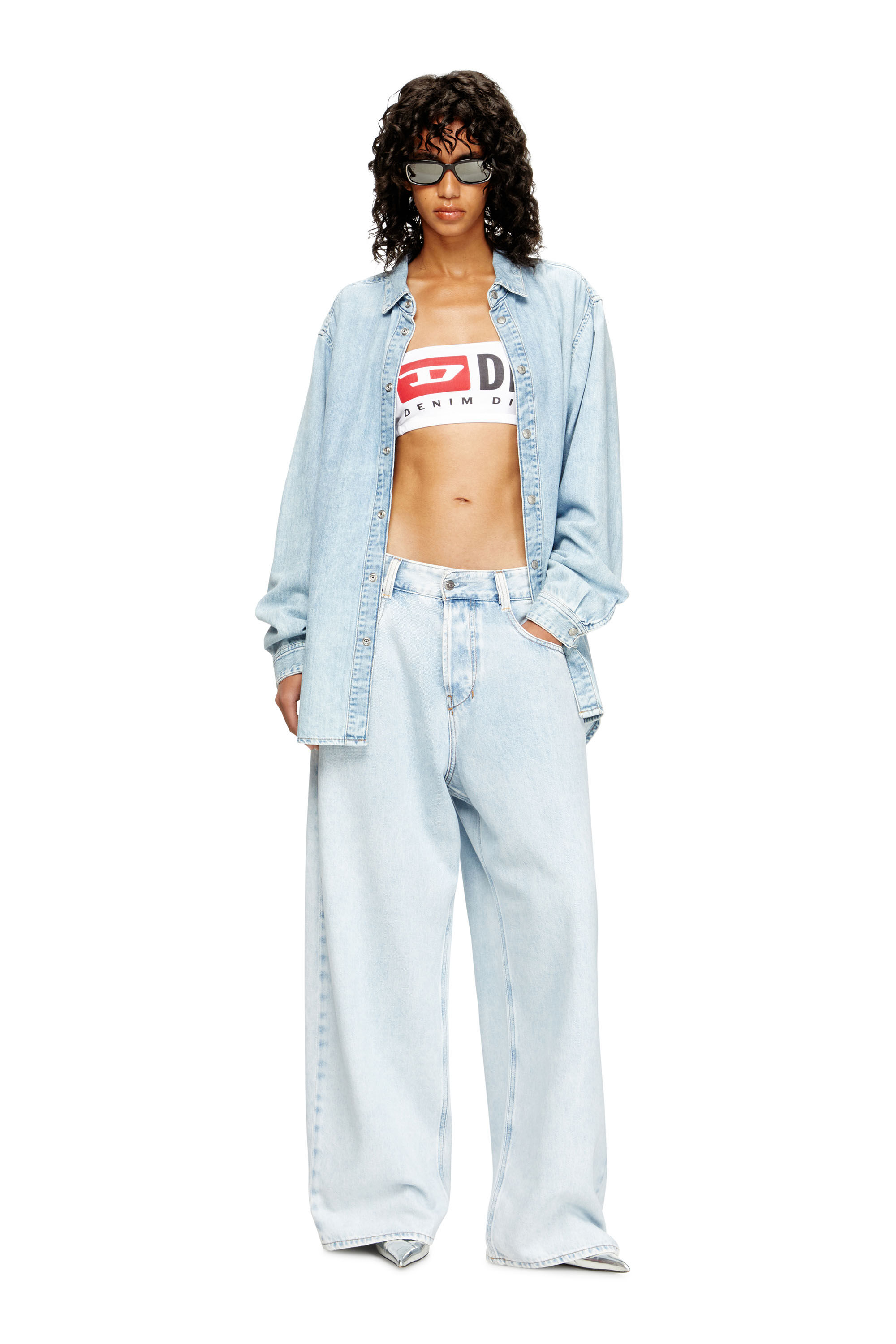 Women's Strapless bra with maxi logo | White | Diesel
