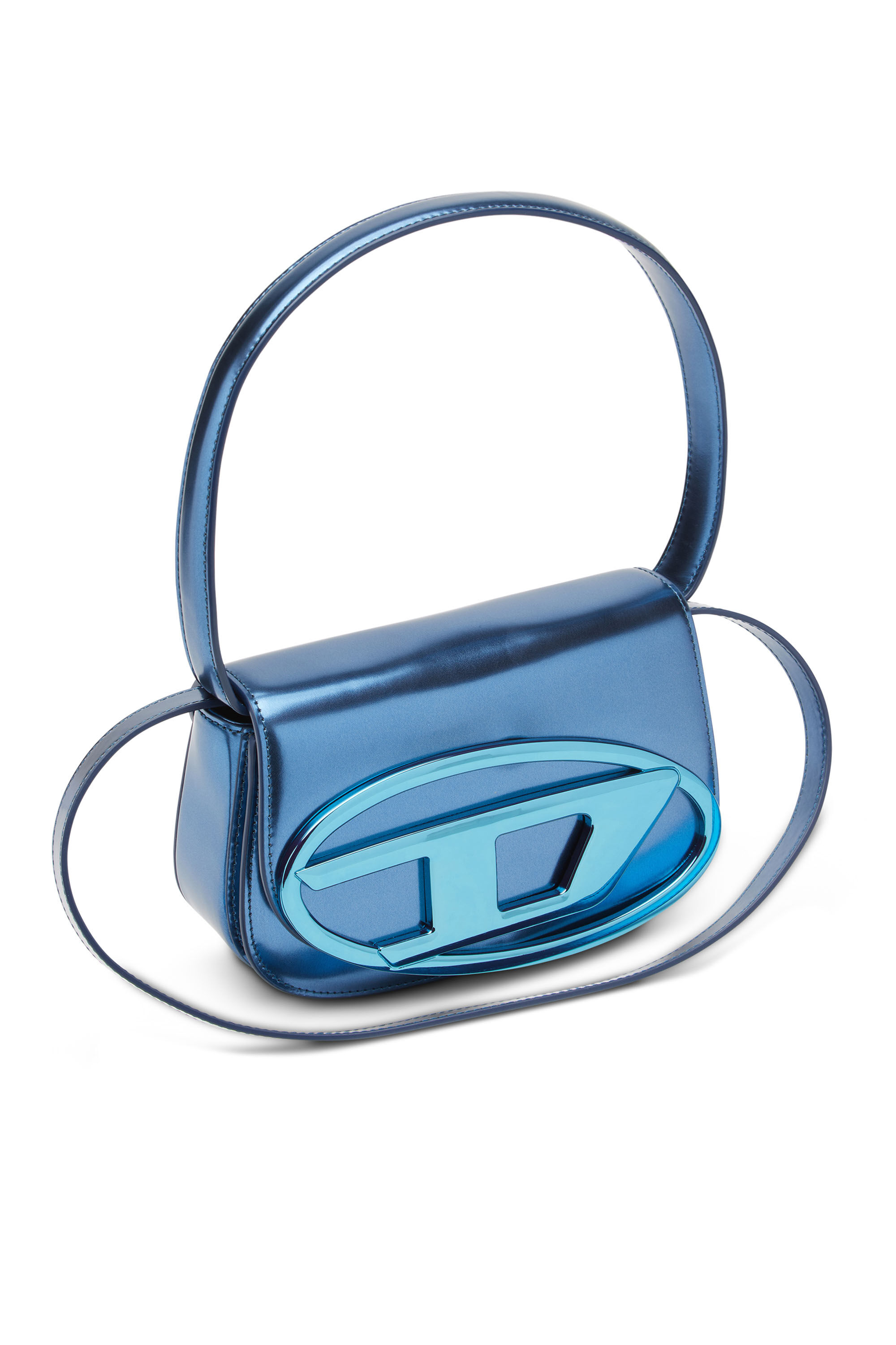 Women's 1DR-Iconic shoulder bag in mirrored leather | Blue