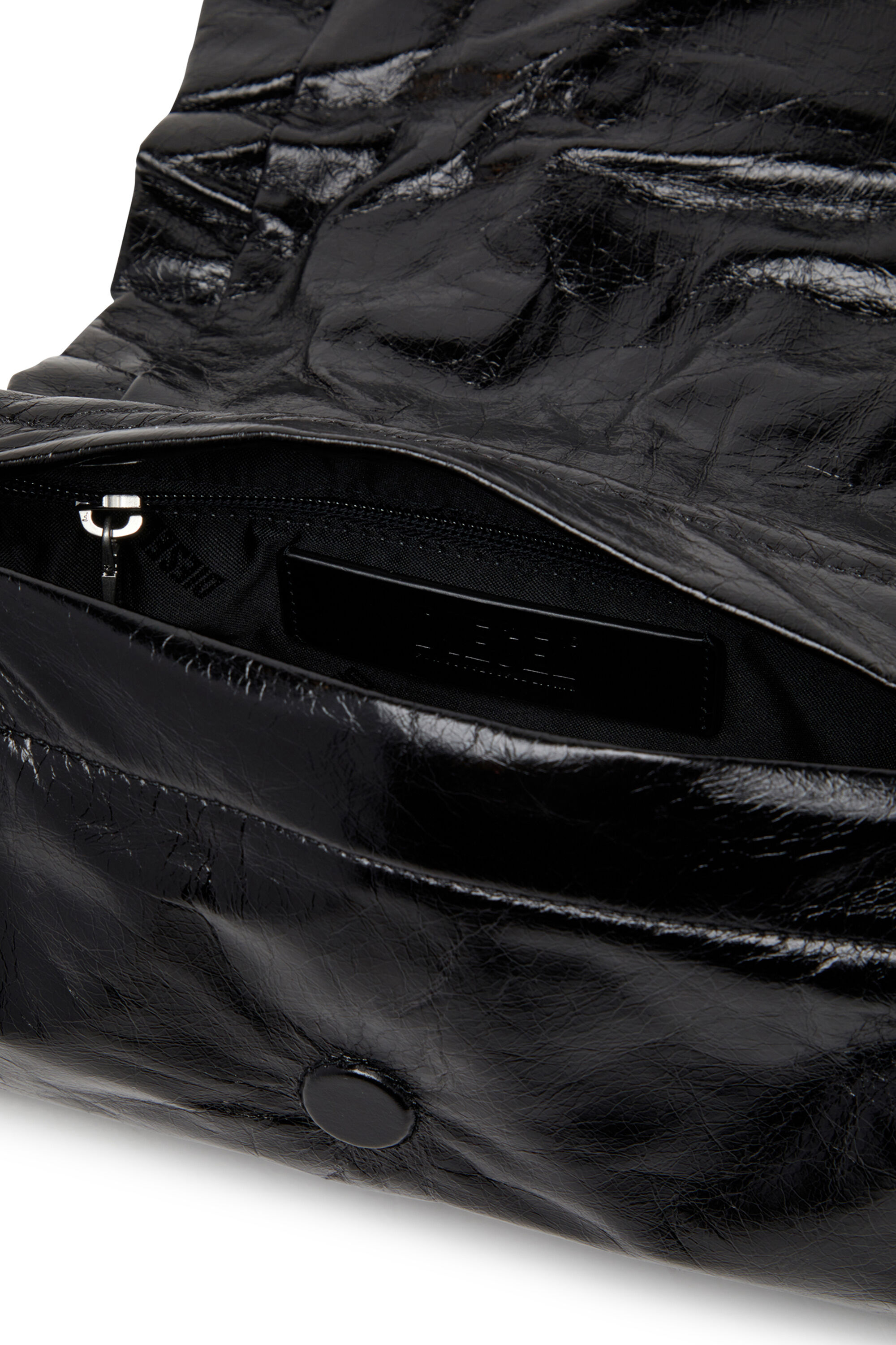 Diesel - SCRUNCH-D SHOULDER S, Scrunch-D S-Bolso de hombro de cuero arrugado Mujer in Negro - 2