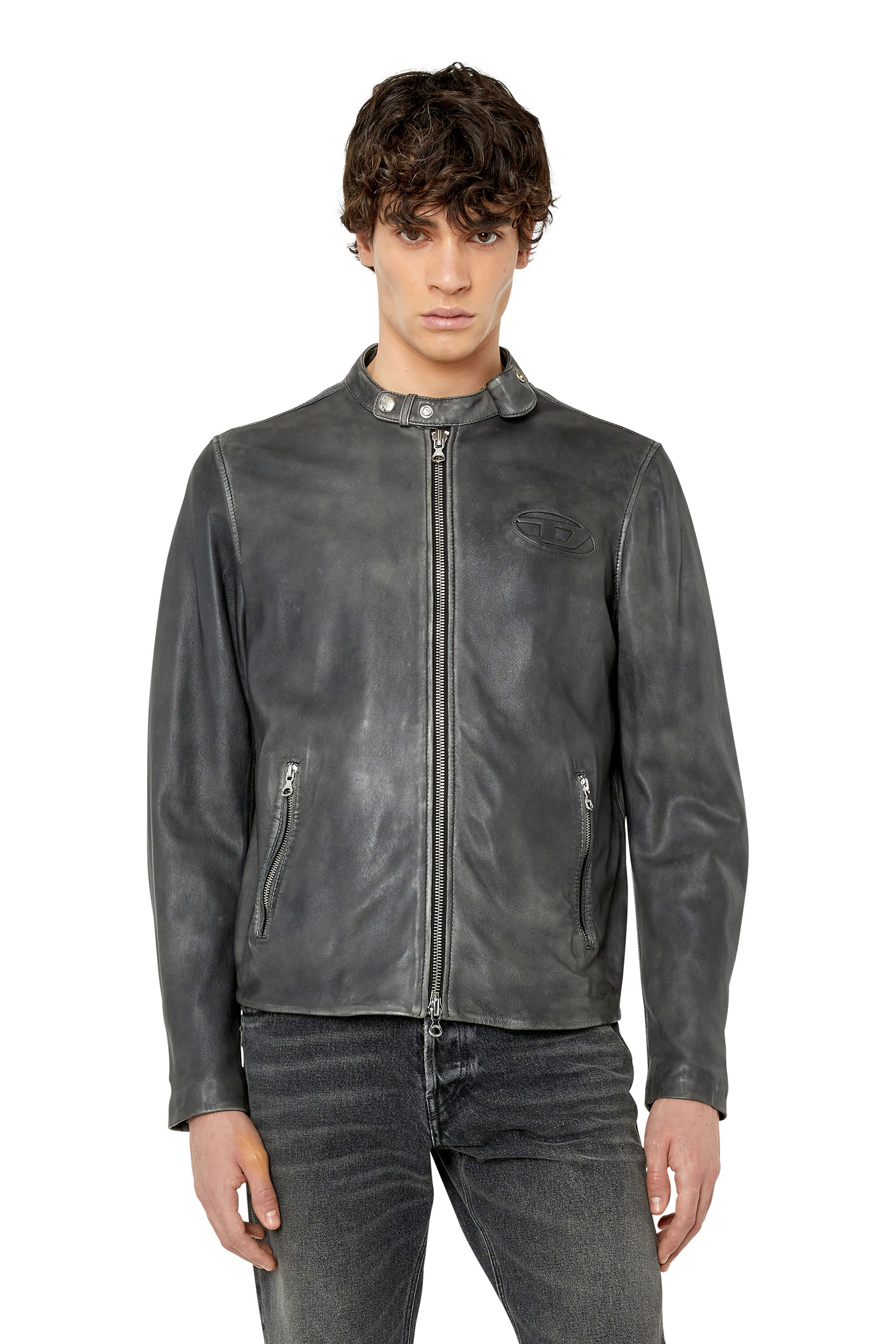 L-METAL-TREAT Man: Biker jacket in treated leather | Diesel