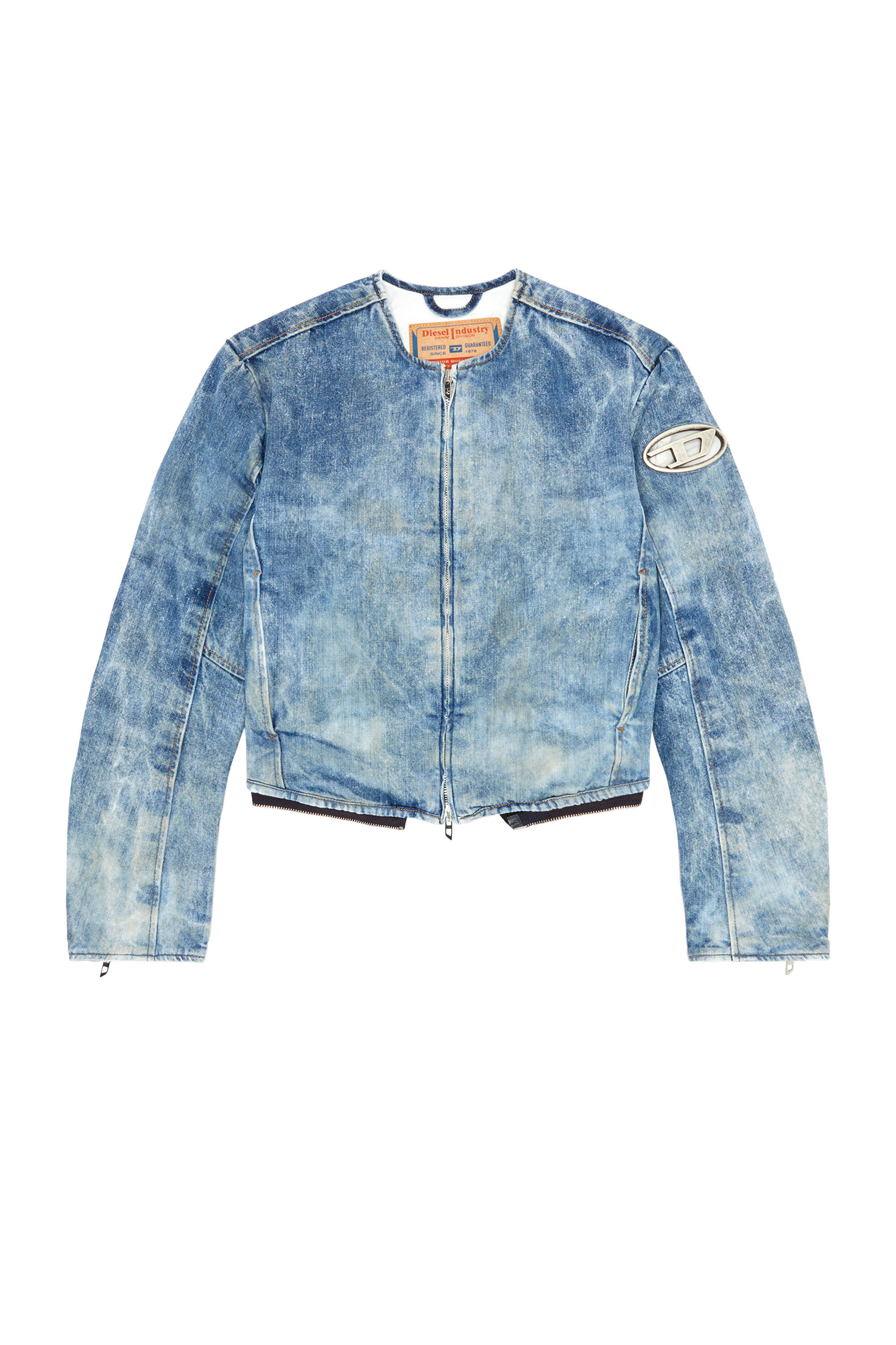 Women's Denim jacket with biker zip details | Blue | Diesel