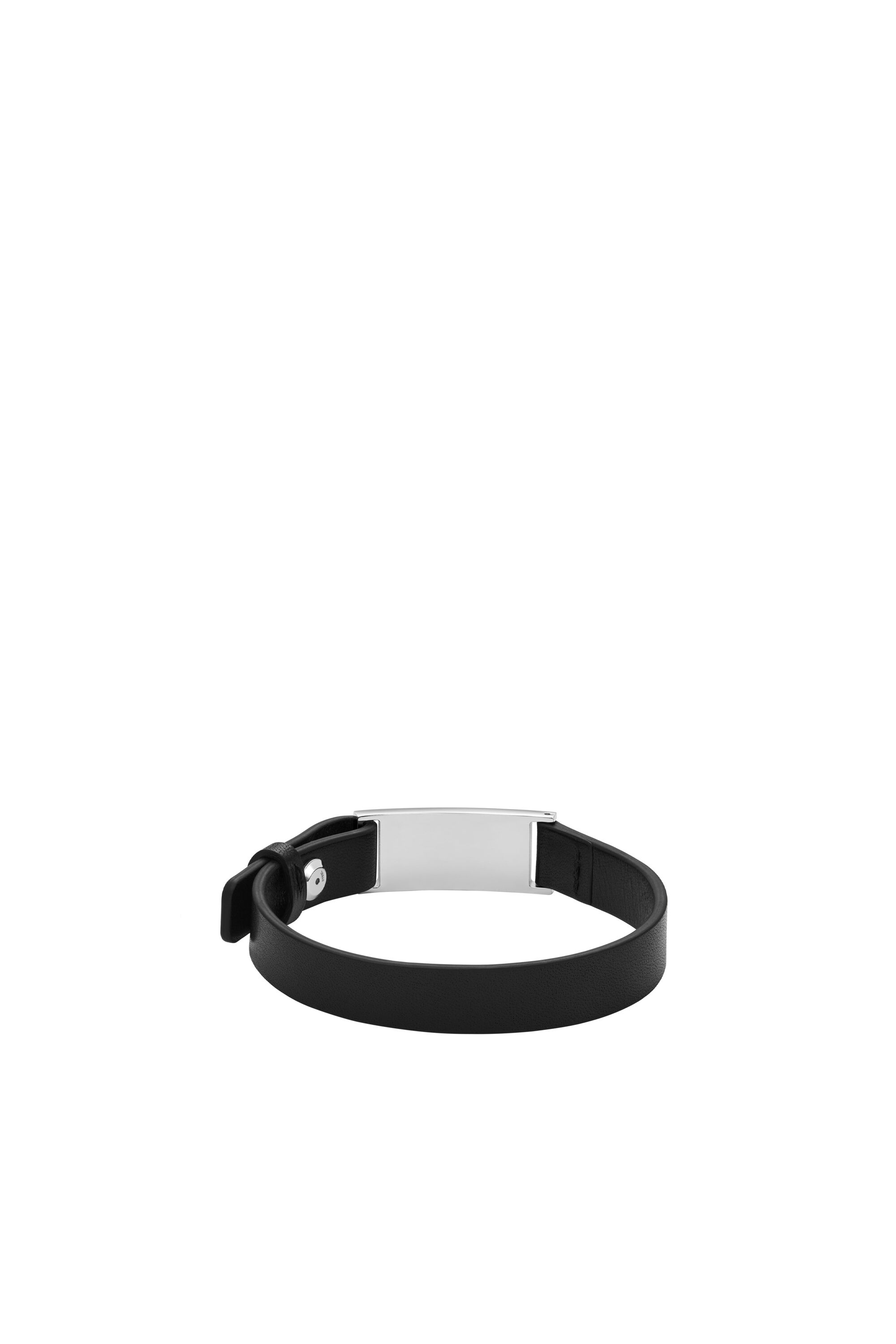 DX1370 Man: Black Leather Logo Stack Bracelet | Diesel