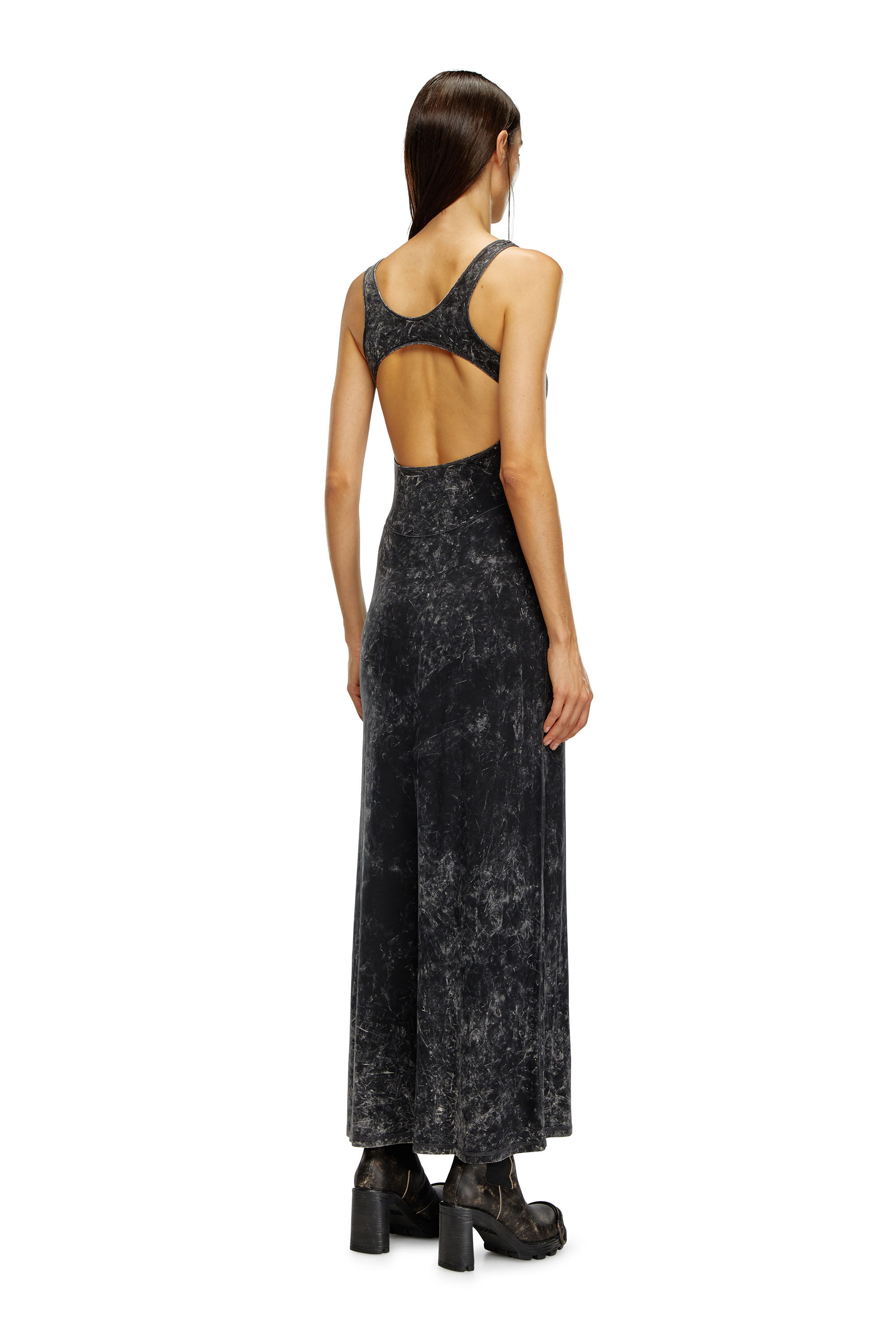 Women's Maxi dress in marbled stretch jersey | Black | Diesel