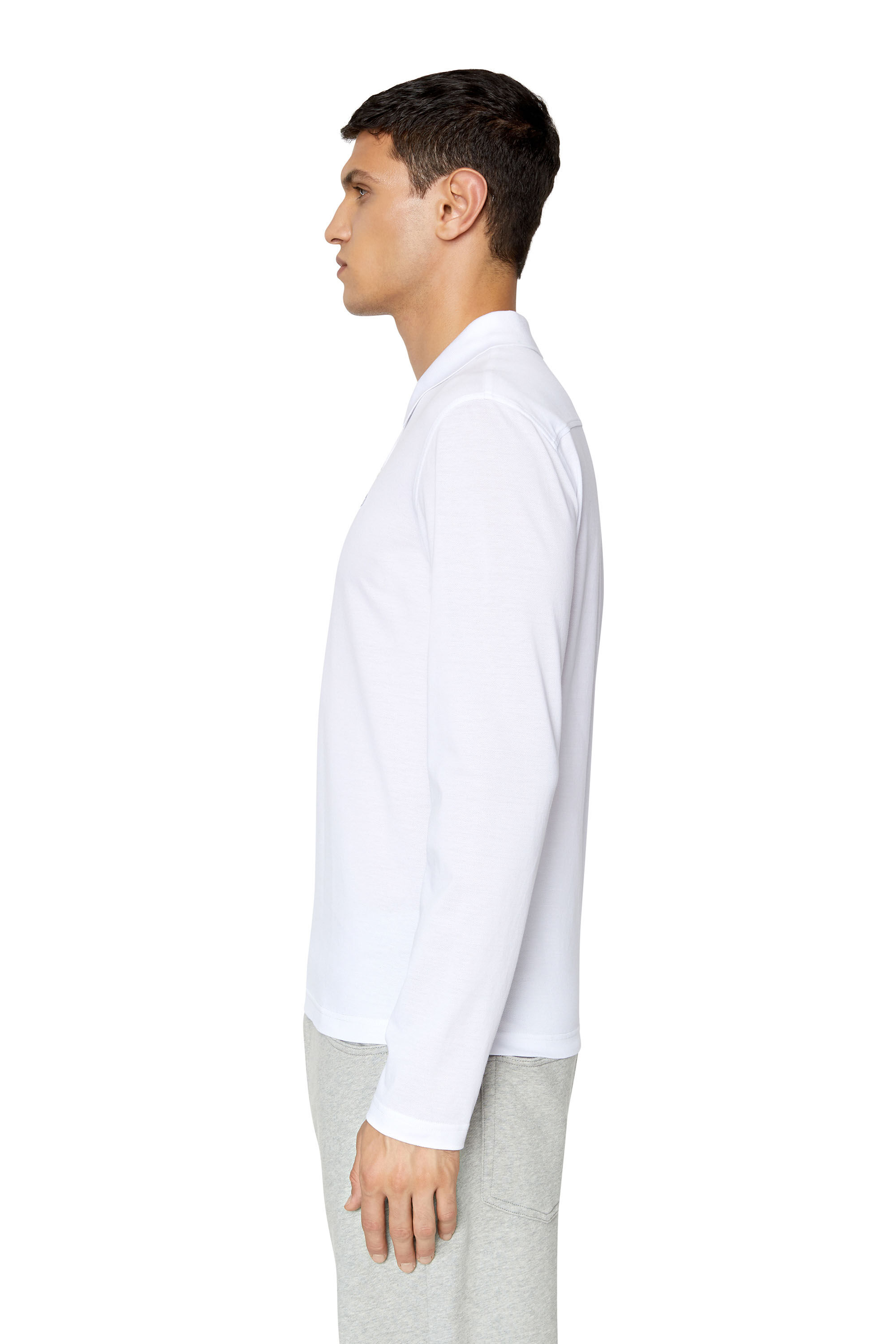 Diesel - T-SMITH-LS-DOVAL-PJ, Man's Long-sleeve polo shirt with D patch in White - 6