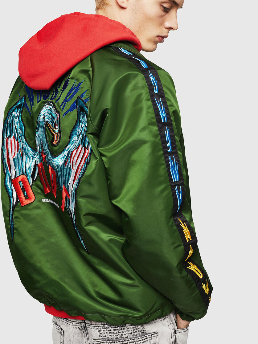 J Akito Emb Men Embellished Coach Jacket In Nylon Diesel