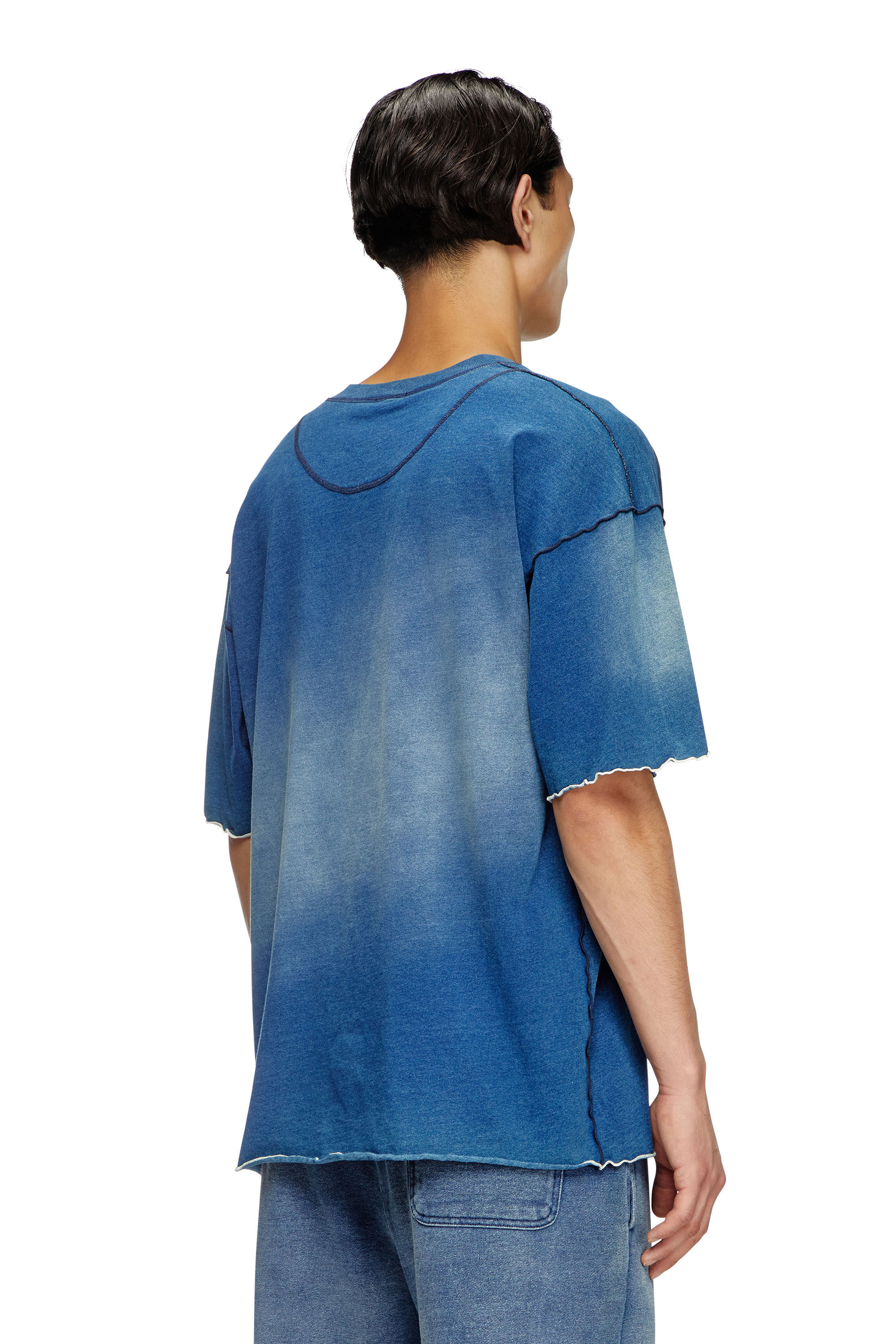 Diesel - T-CRAO-BOXT, Man's Faded T-shirt with micro logo in Blue - 5