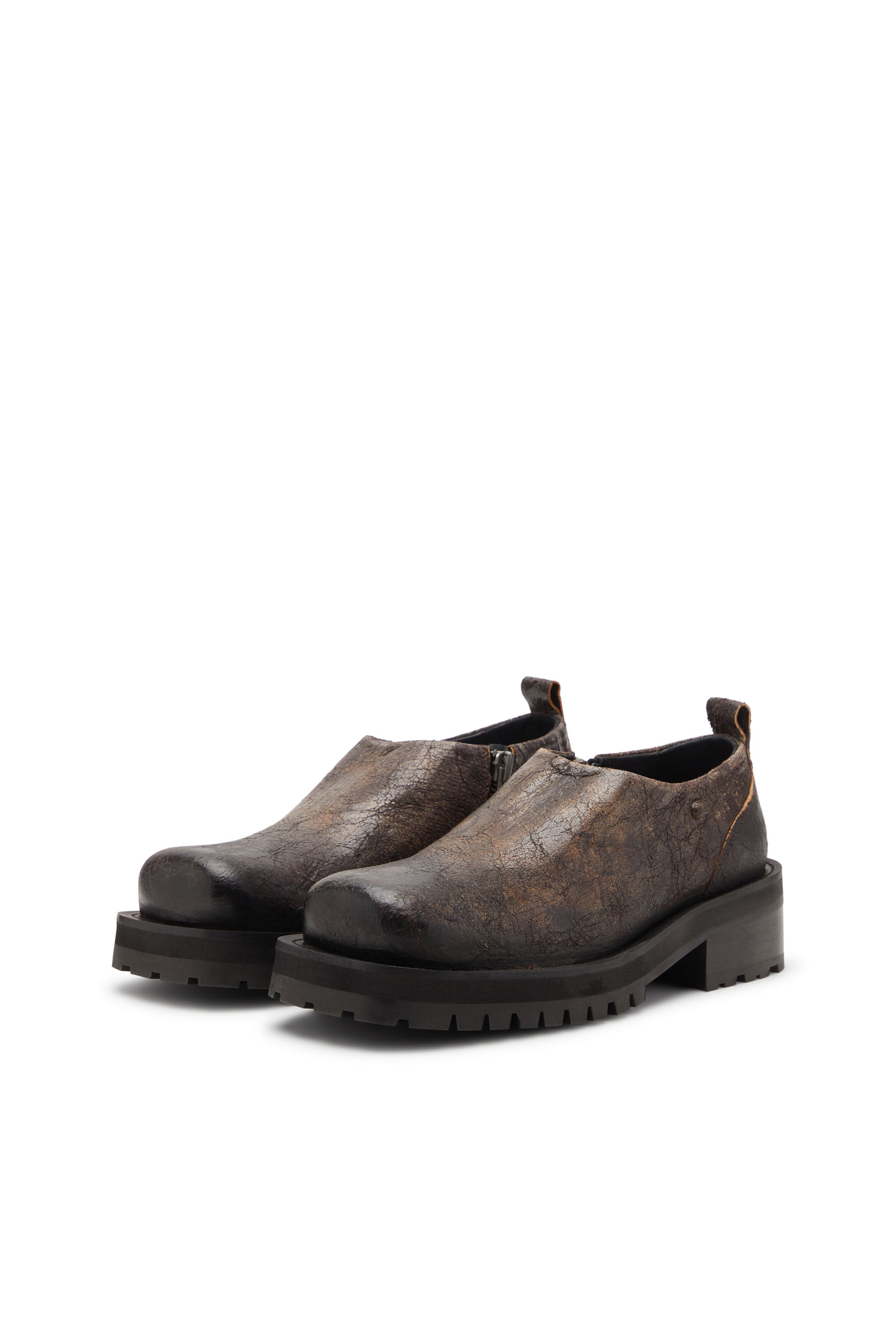 Diesel - D-TEXAN CLOG, D-Texan-Zapatos con cremallera en ante craquelado desgastado Hombre in Marrón - 8