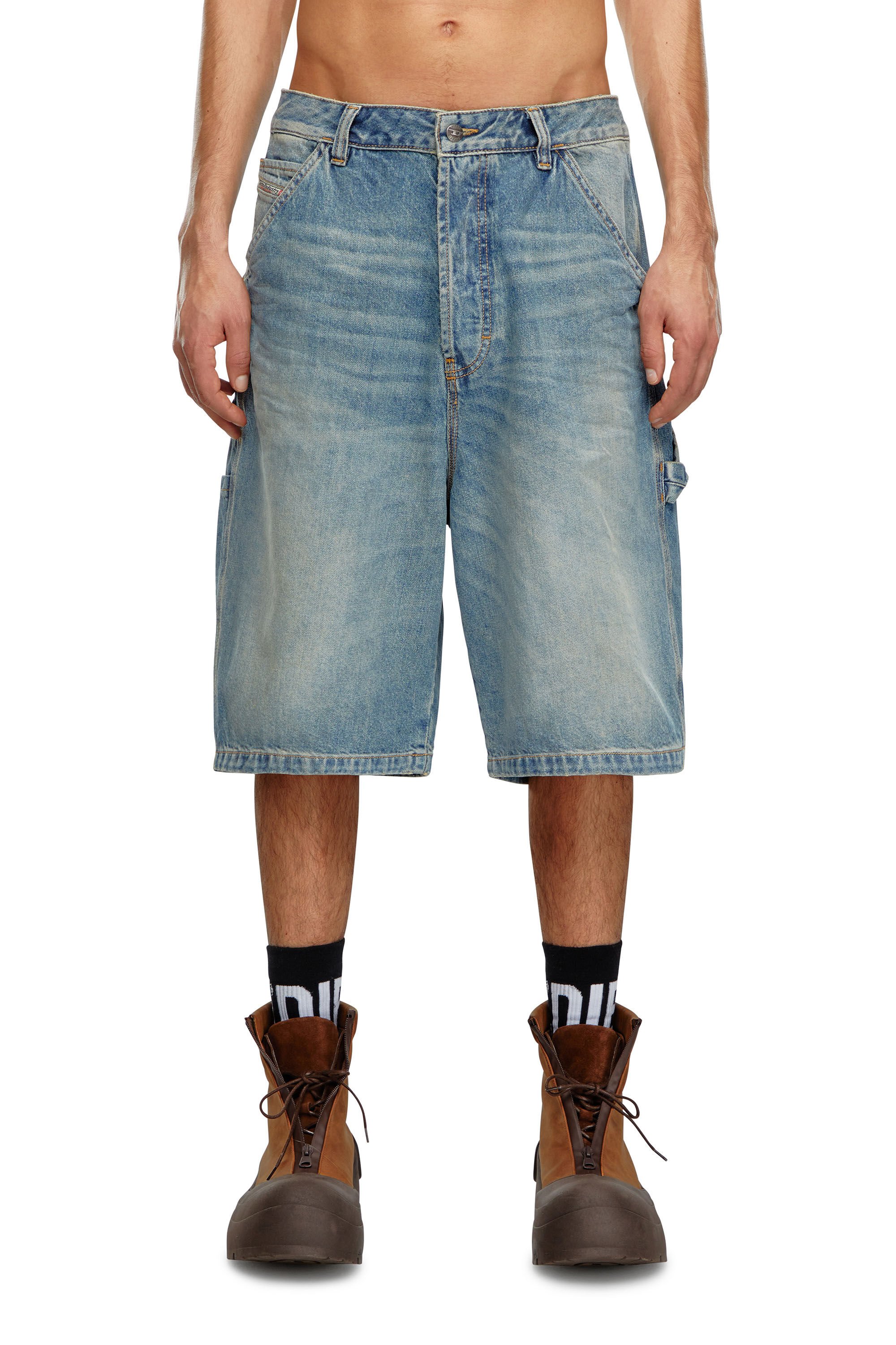 Diesel - D-LIVERY-SHORT, Man's Denim utility shorts in Light Blue - 3