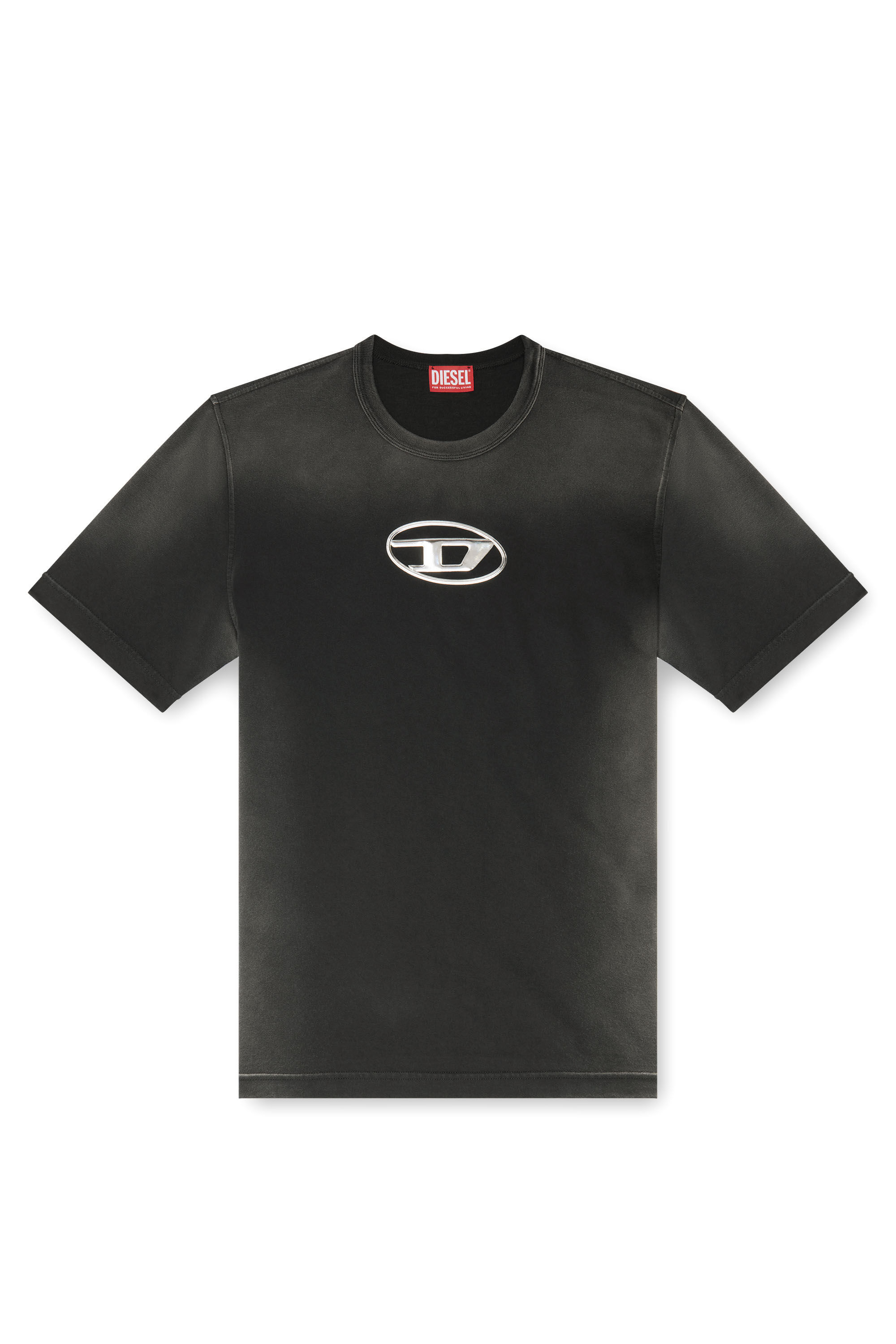 【DIESEL】t-boxt-q8 Men's Faded T-shirt with cut-out Oval D logo | Black | Diesel