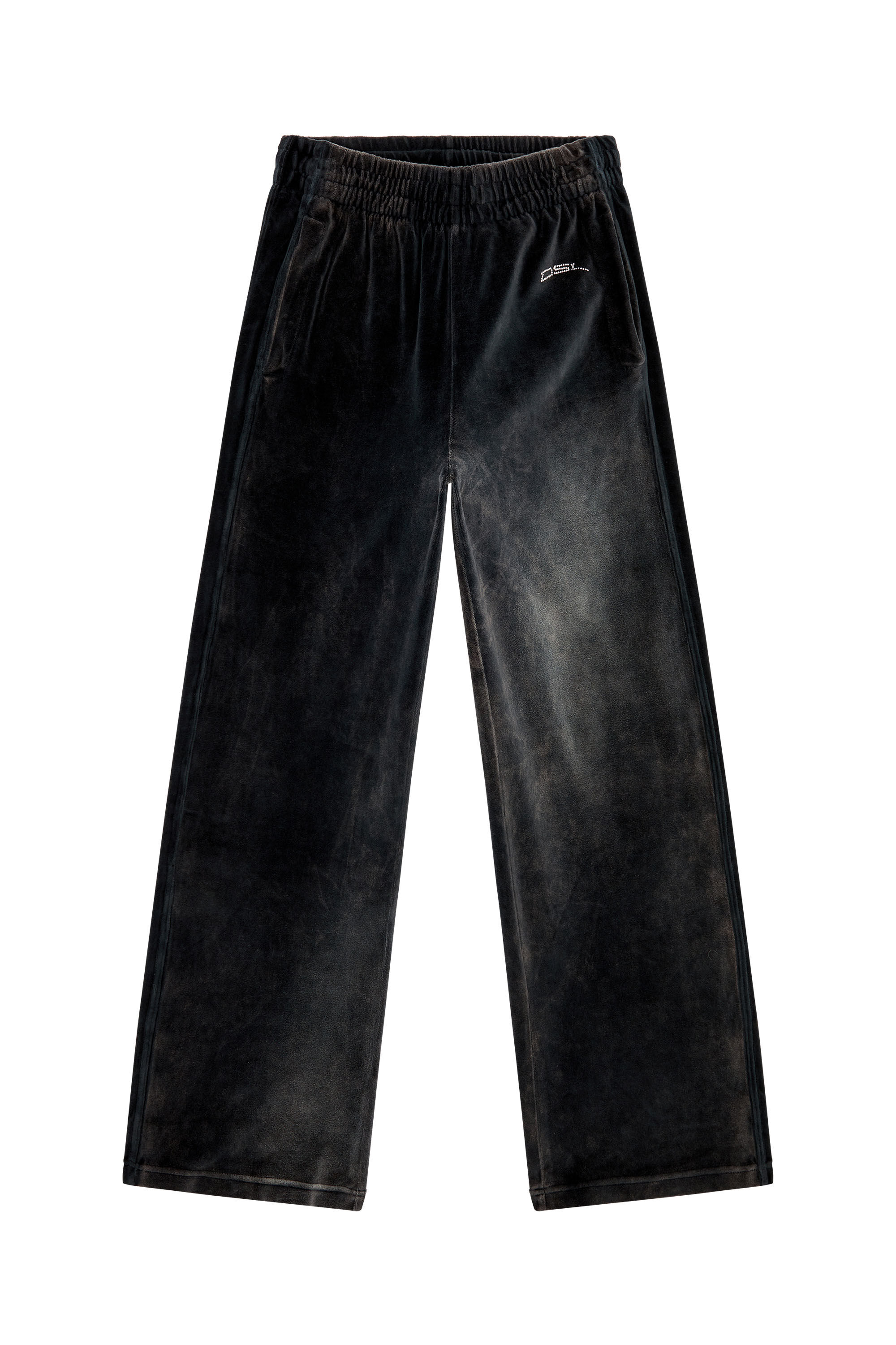 【送料無料（一部地域を除く）】 | sweatpants wide-leg chenille Acid-wash Women's Black Diesel | XSサイズ以下
