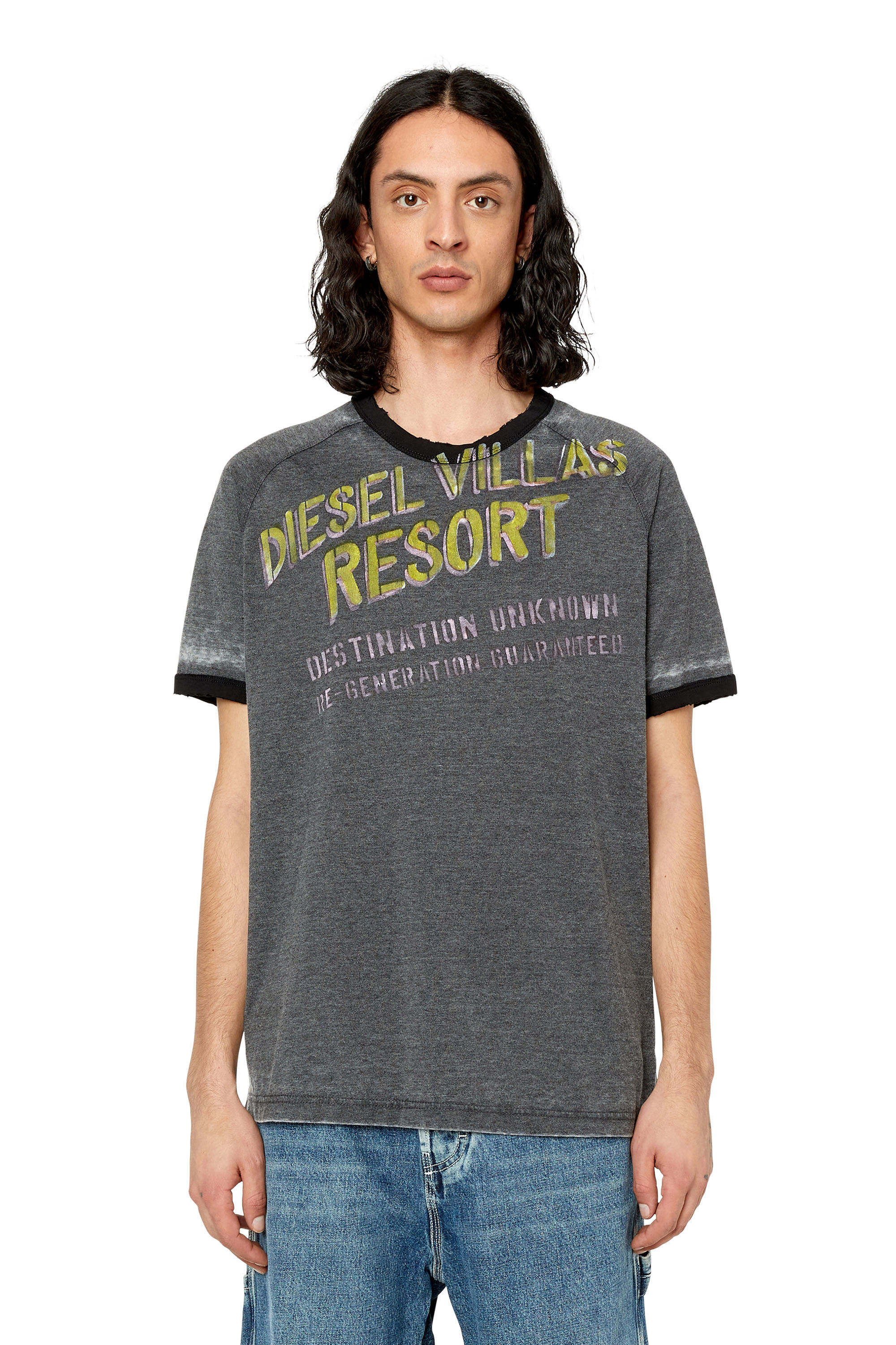 Diesel - T-DIELAN, Camiseta con estampado en hecho a mano Hombre in Gris - 3