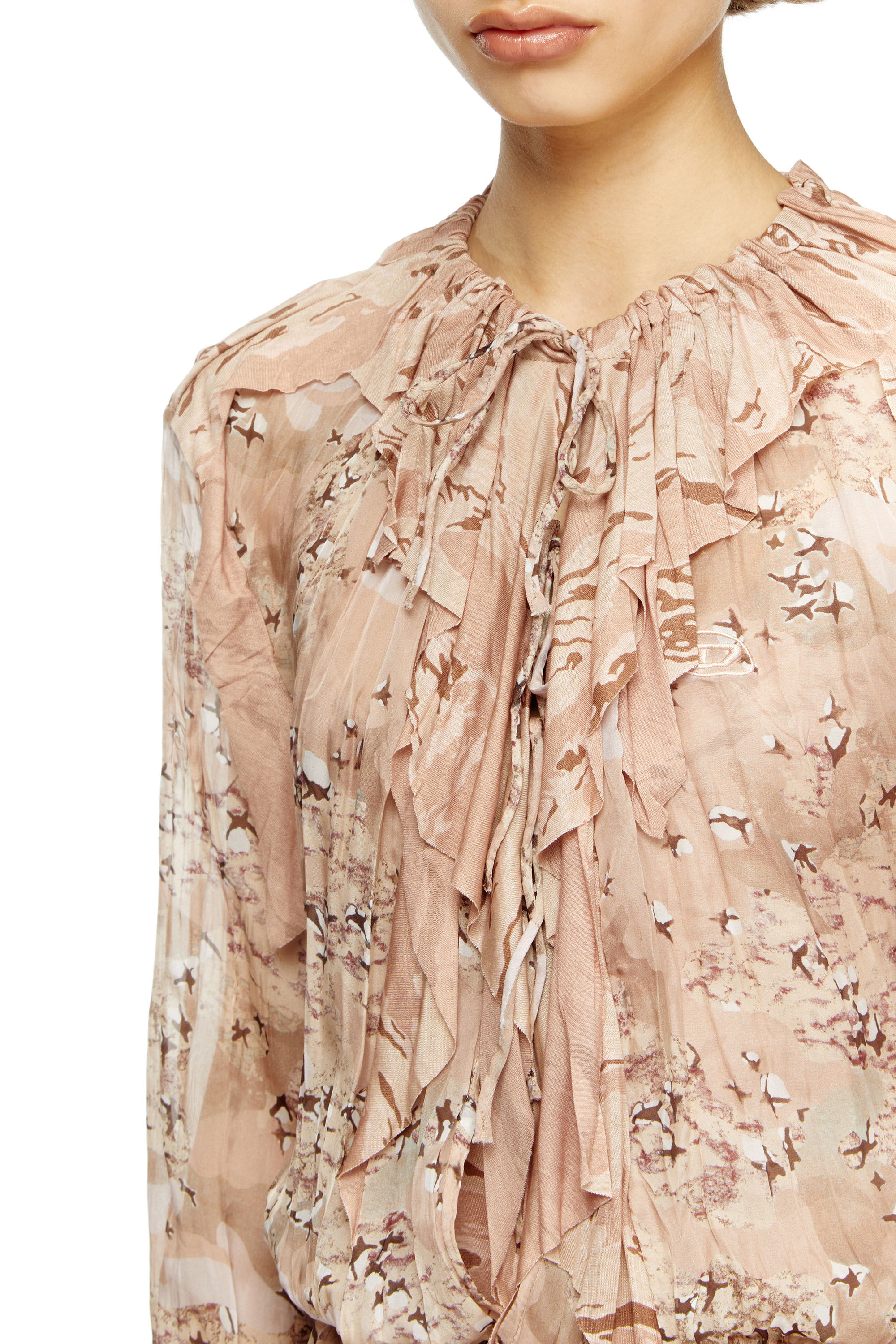 Diesel - D-AZZLING-R1, Maxivestido con volantes de chifón de camuflaje Mujer in ToBeDefined - 5