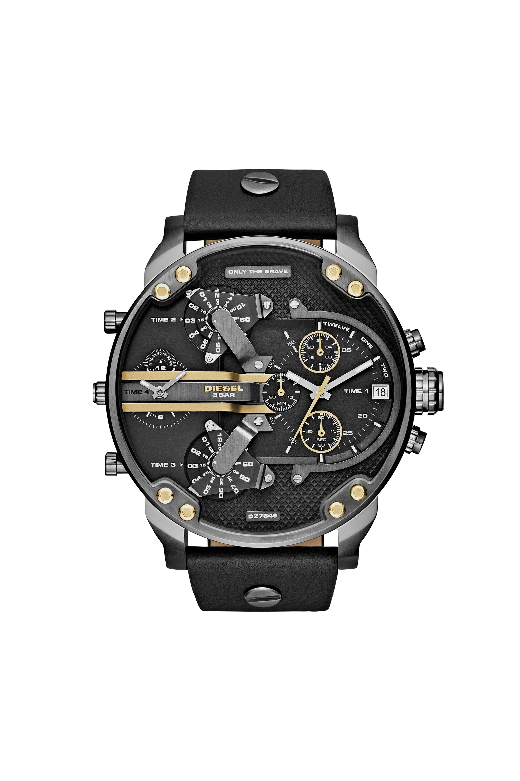 DZ7348 Man: Mr. Daddy 2.0 leather watch w/gunmetal plating | Diesel