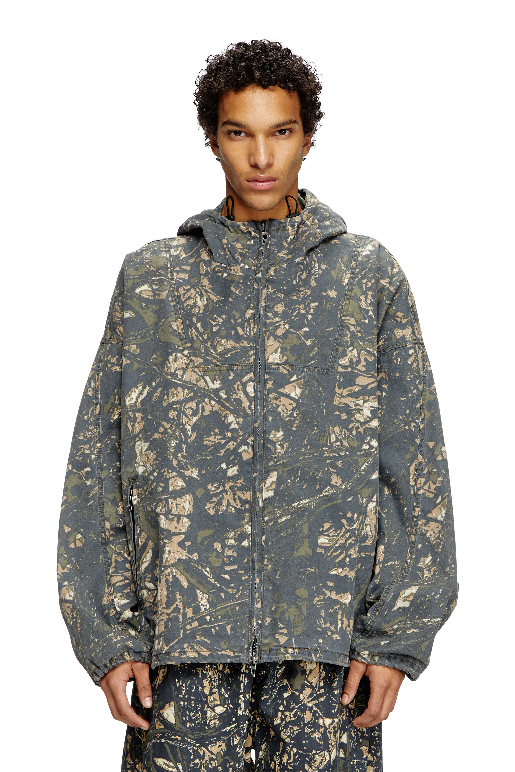 Men's Hooded jacket with camo print | Multicolor | Diesel
