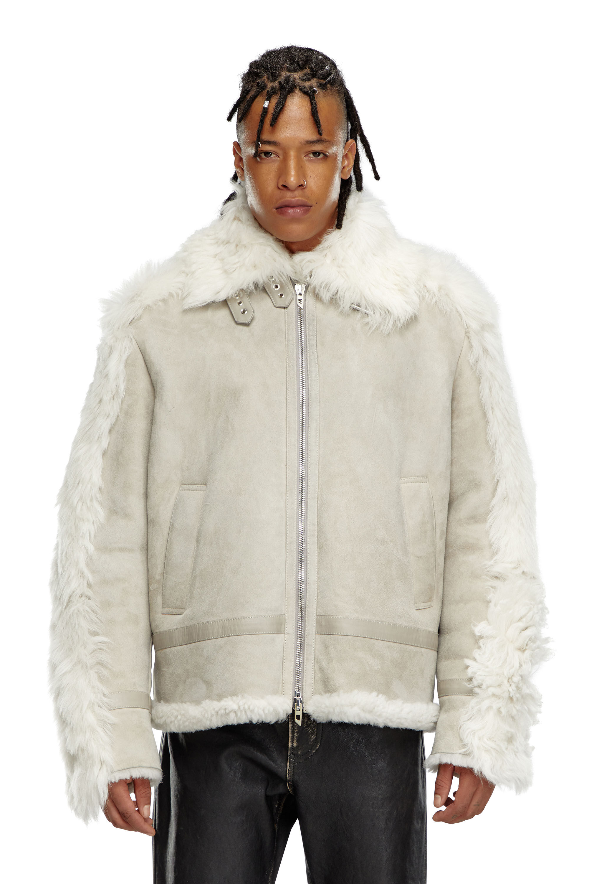 Grey sheepskin jacket online