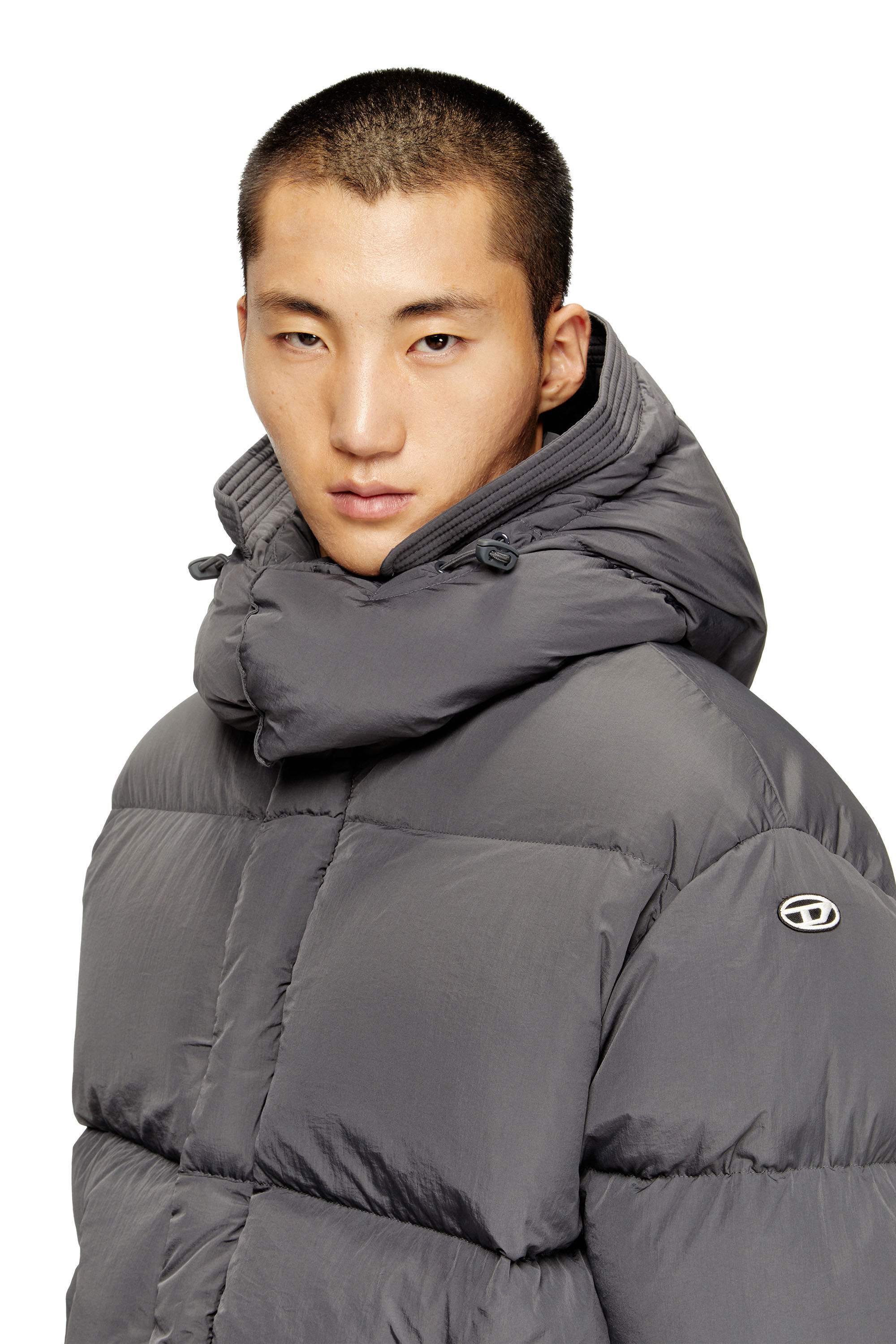 Diesel - W-ROLFYS, Chaqueta de plumón en taslan de nailon reciclado Hombre in Gris - 4