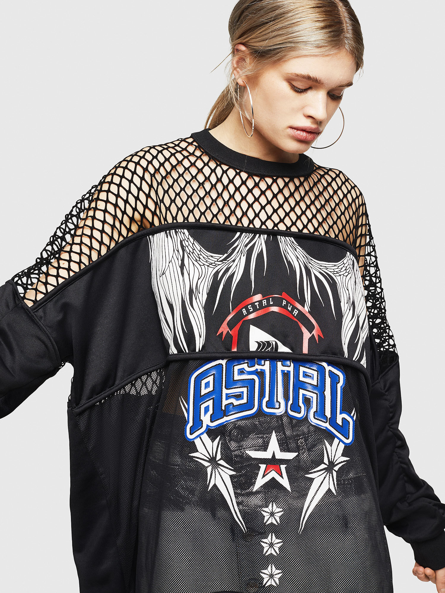 F SANDY B Women Printed sweatshirt with mesh panels Diesel