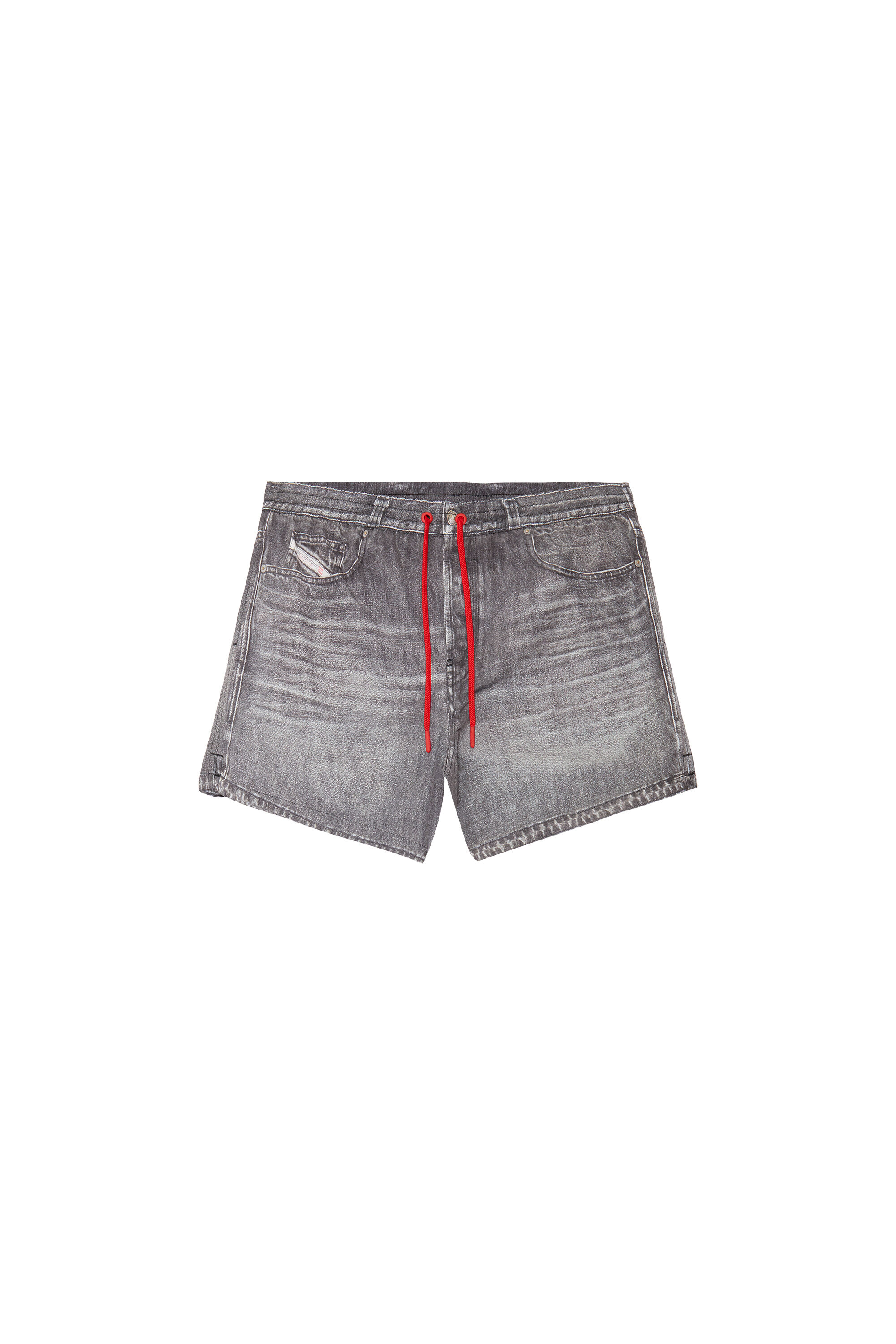 Men's Mid-length swim shorts with denim print | Black | Diesel Men's Mid-length swim shorts with denim print | Black | Diesel