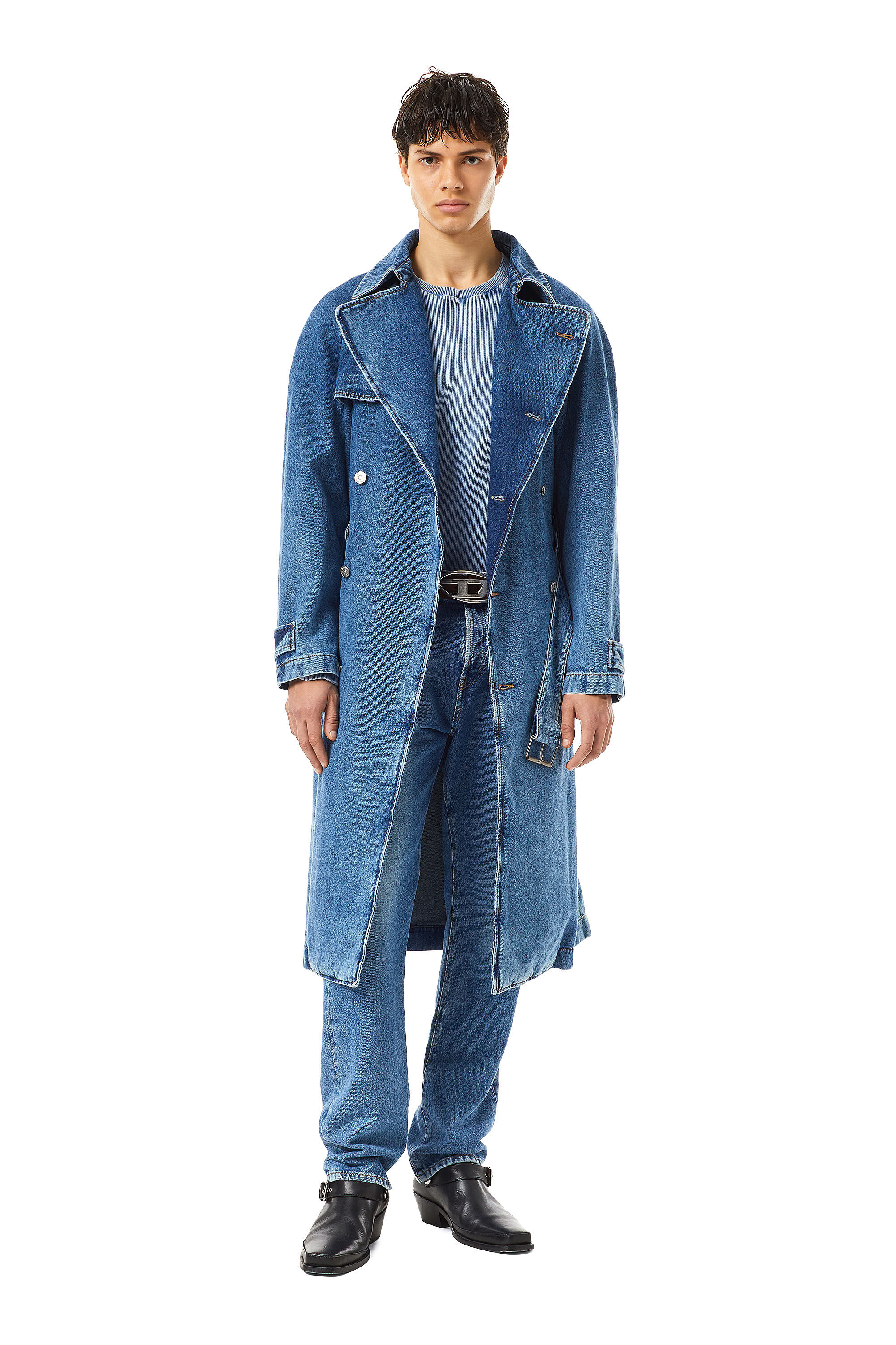 Long blue jean coat top