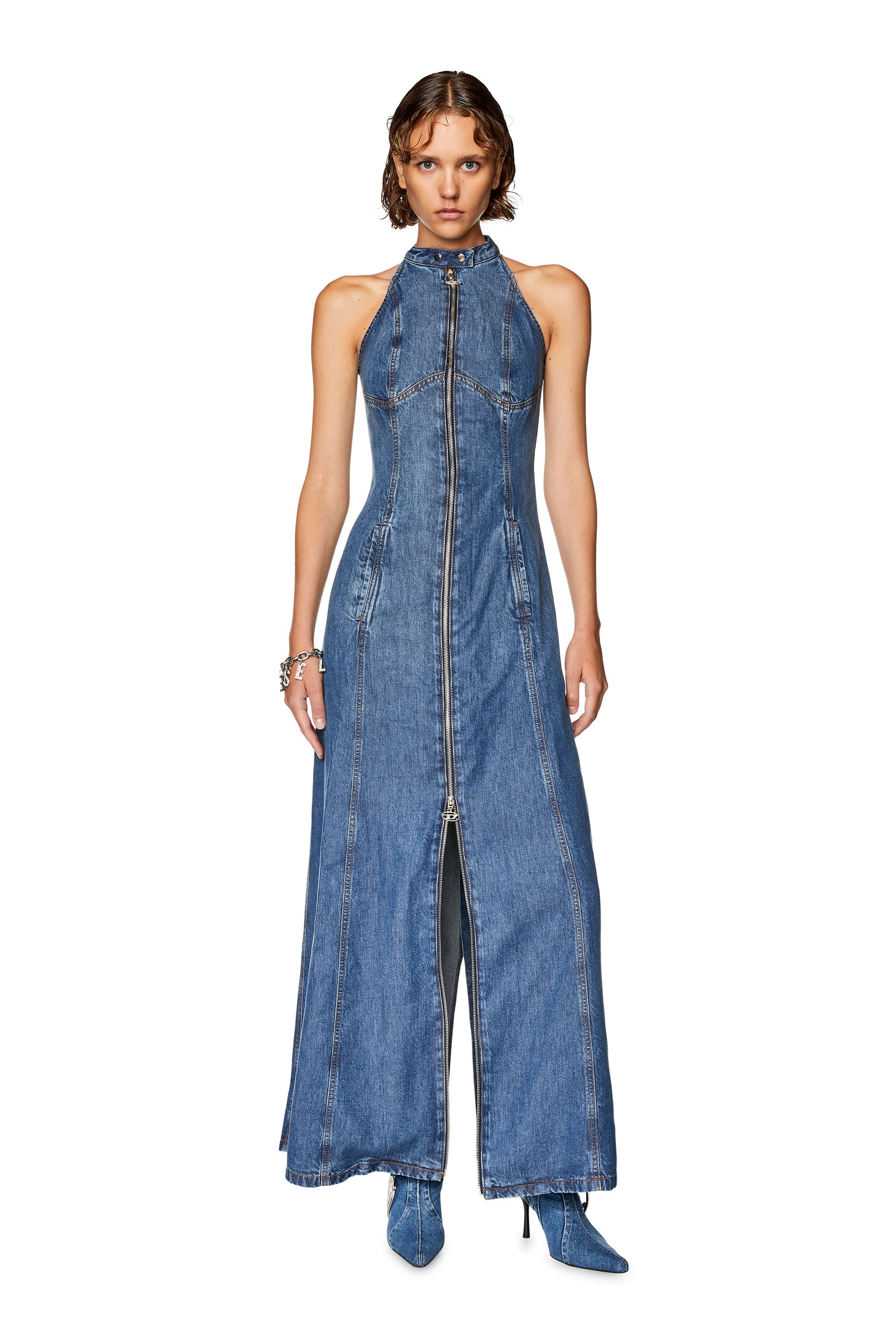 Women's D-Eclipse KBT - Knee-high boots in stretch denim | Blue | Diesel