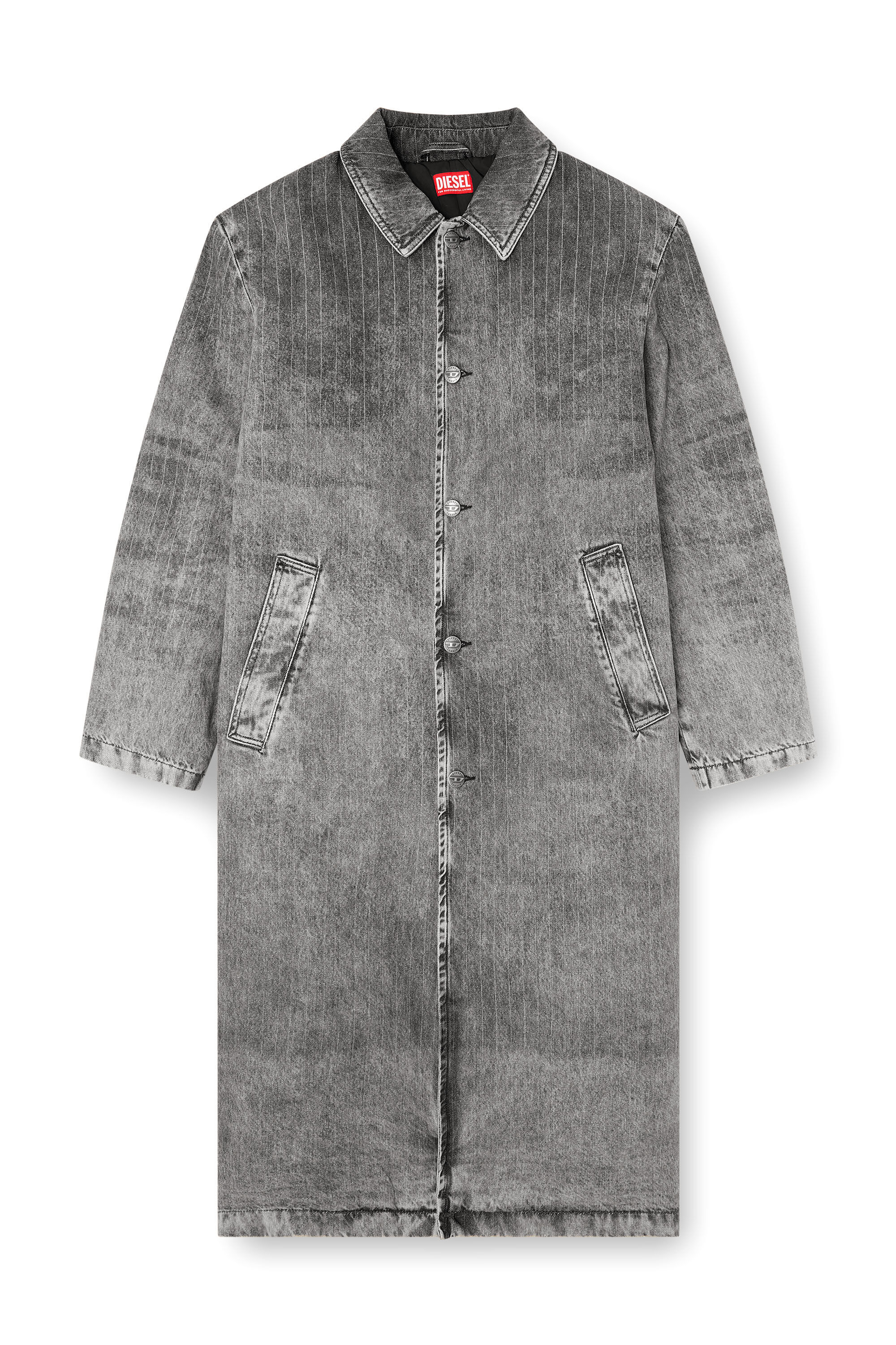Diesel - D-JACK-S1, Abrigo en denim a rayas finas de sastrería Hombre in Gris - 2