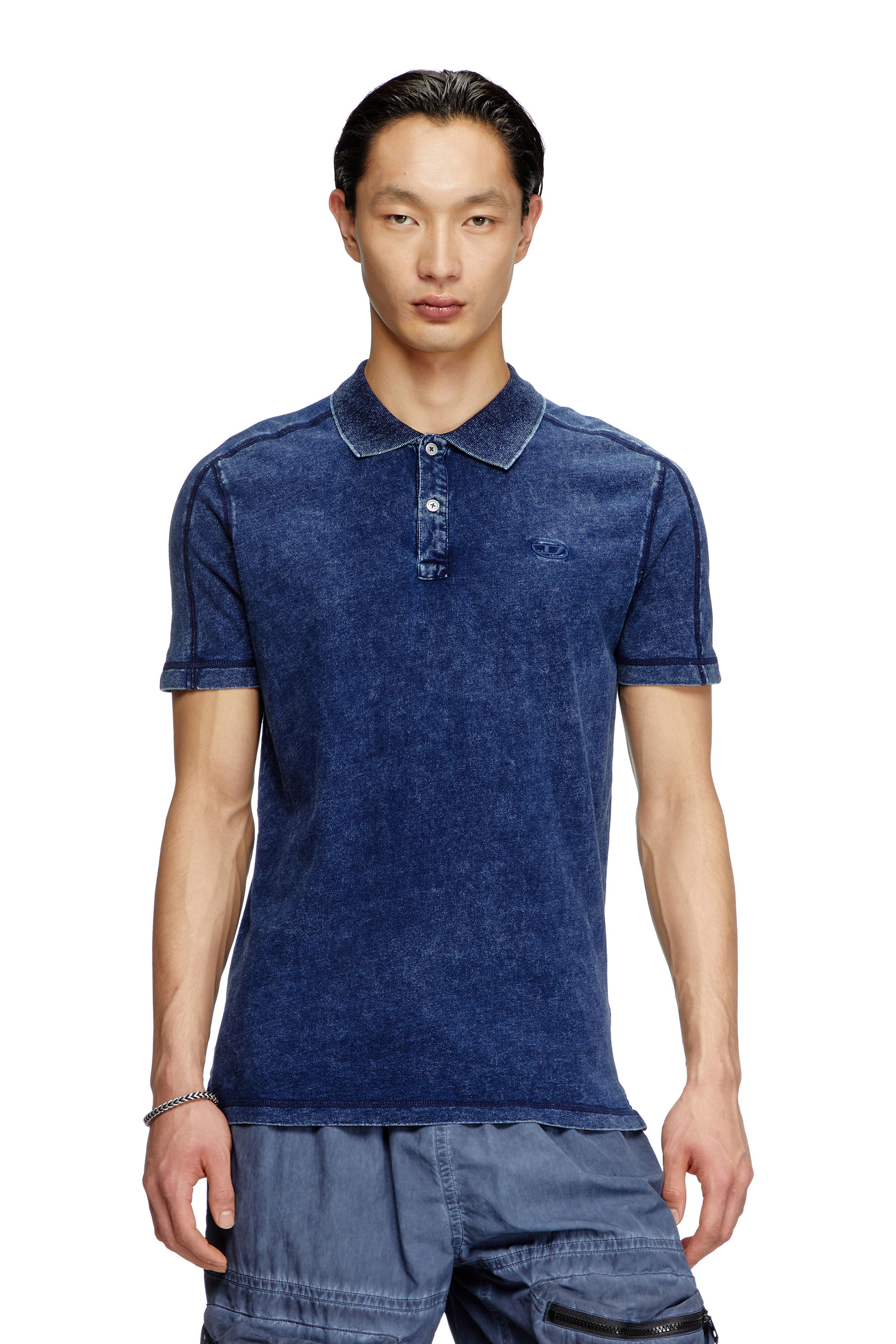 Men's Denim-look polo shirt | Blue | Diesel