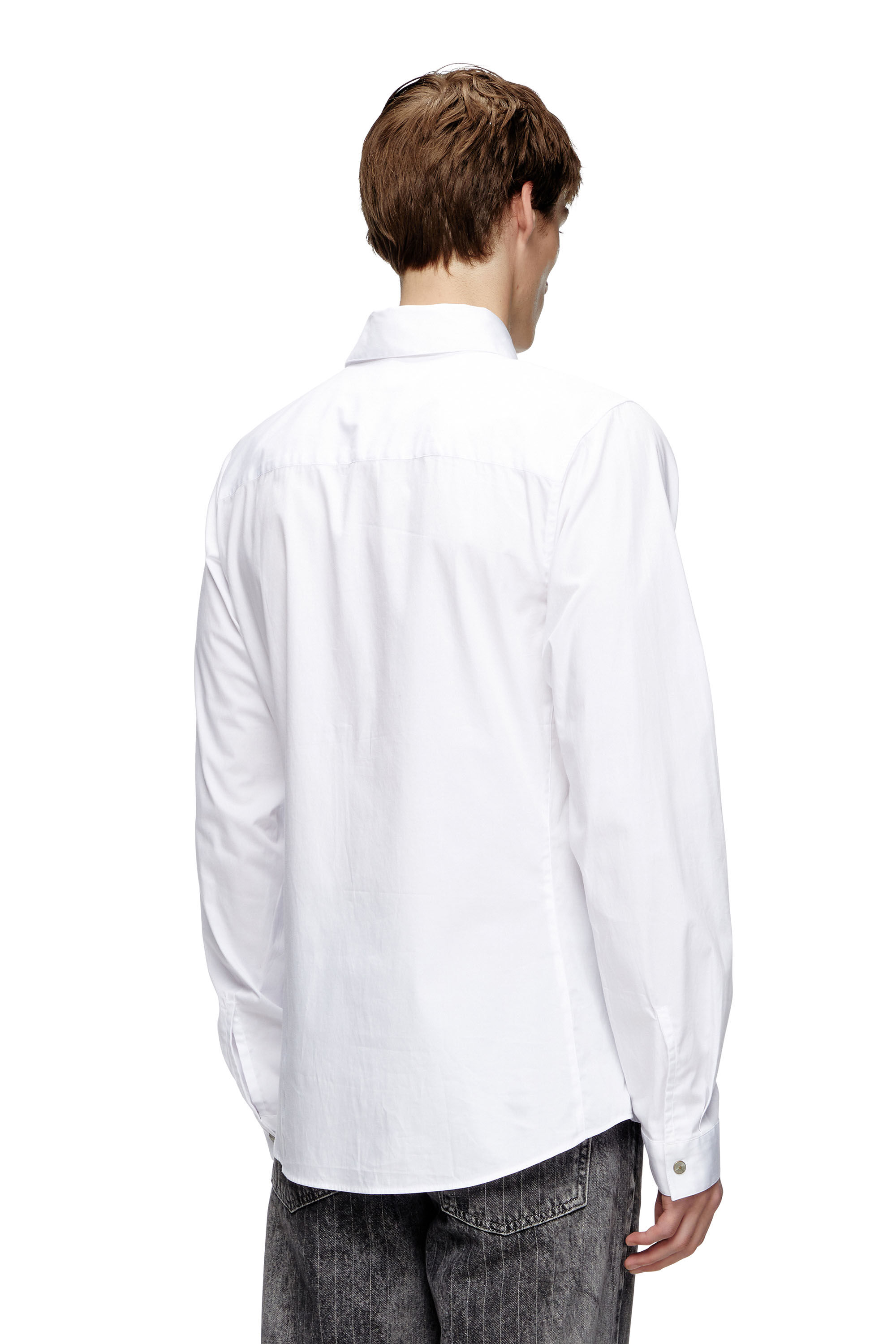 Men's Formal shirt with logo-embroidered collar | White | Diesel