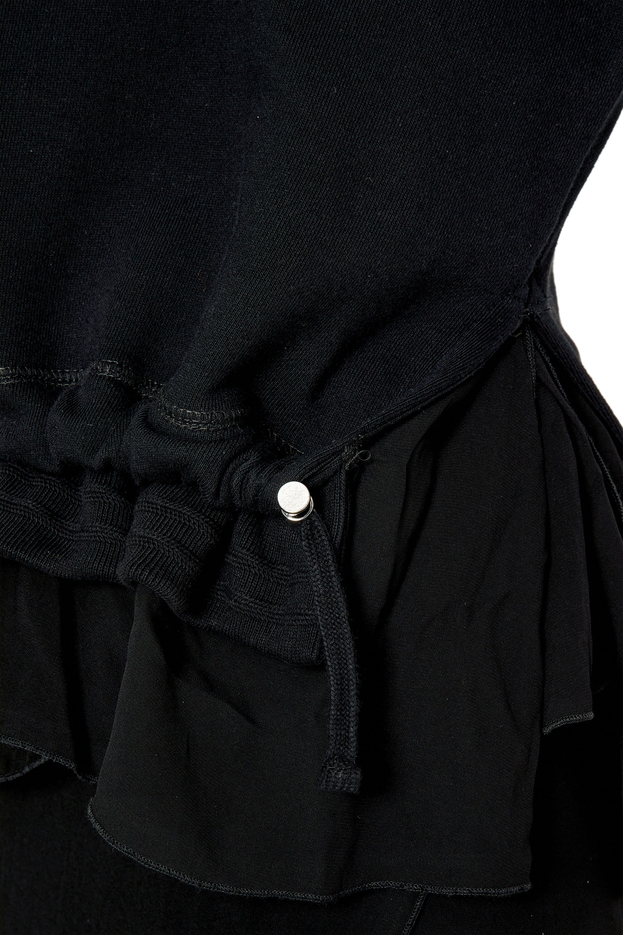 Diesel - F-ROLLIES, Sudadera con dobladillo con cordón en capas Mujer in Negro - 5