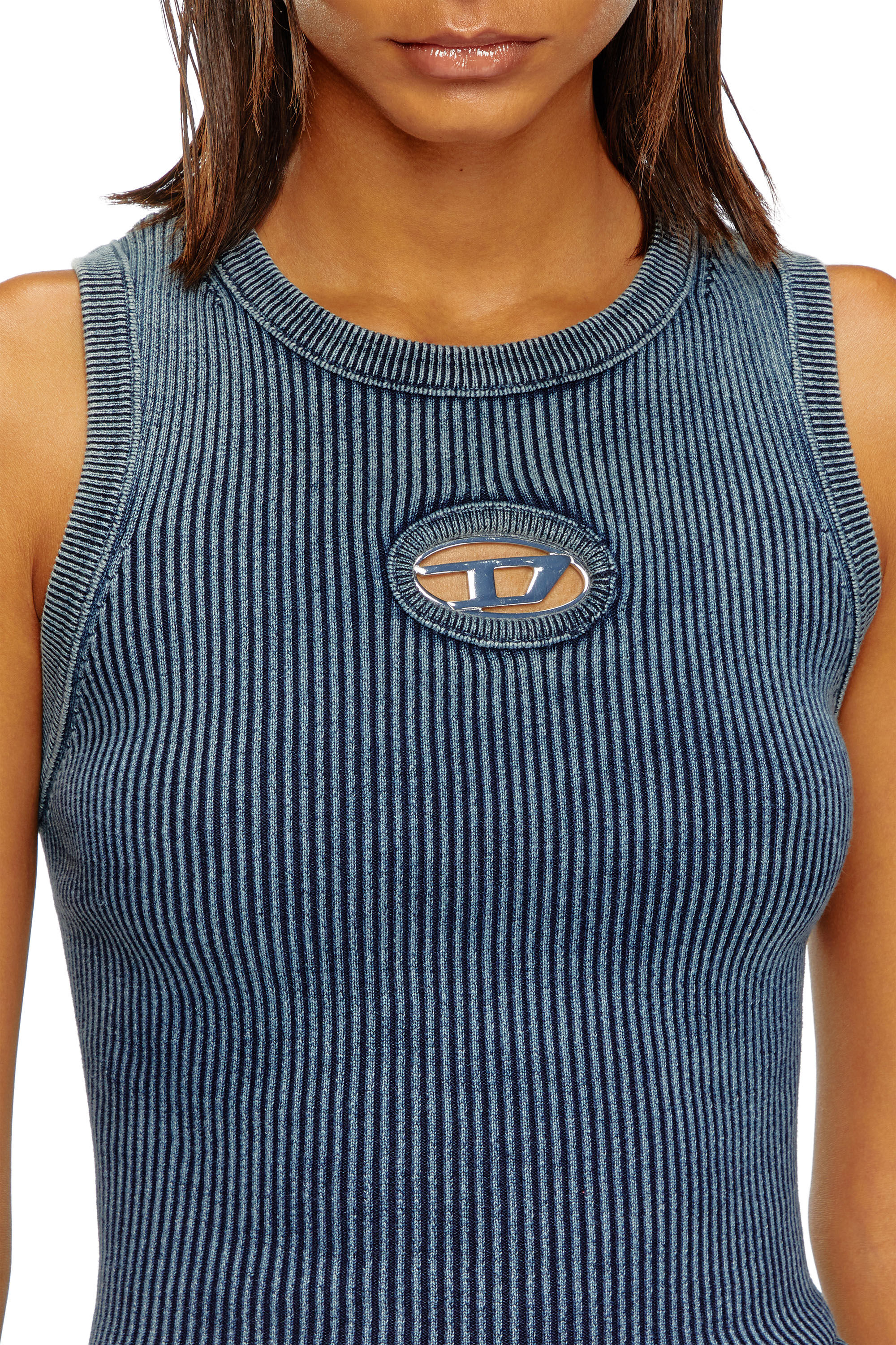 Women's Rib-knit tank top with Oval D | Blue | Diesel