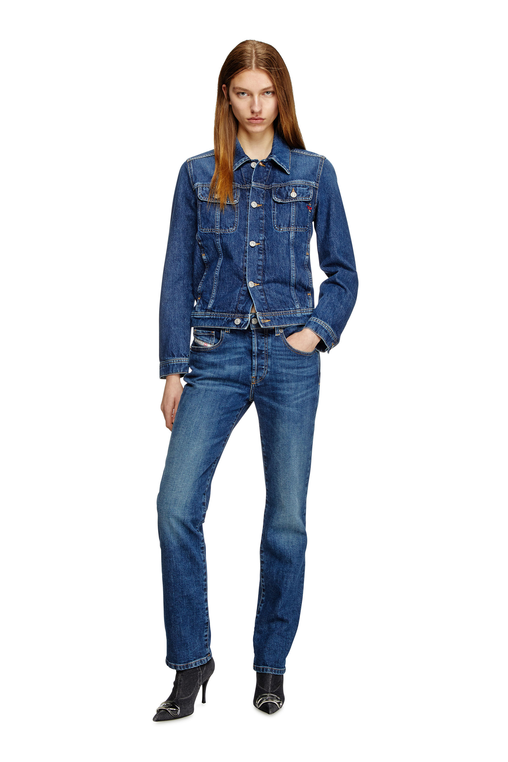Diesel - DE-BONNY, Chaqueta trucker en denim Mujer in Azul marino - 1