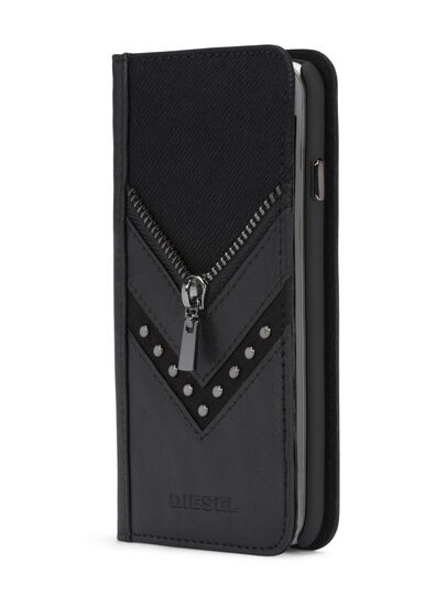 BLACK DENIM/STUD/ZIPPER IPHONE 8 PLUS/7 PLUS FOLIO, Black Diesel - BLACK DENIM/STUD/ZIPPER IPHONE 8 PLUS/7 PLUS FOLIO, Black - Flip covers - Image 2