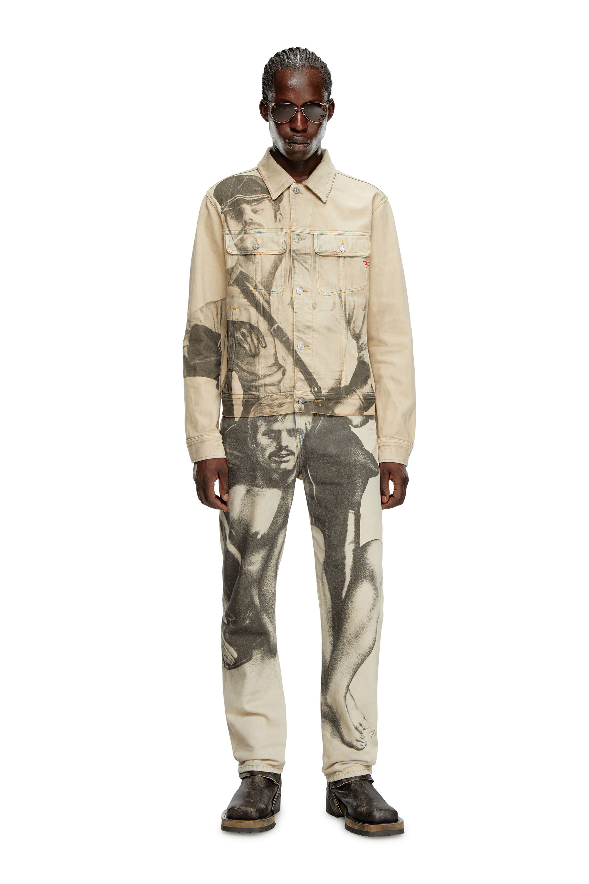 Women's Trucker jacket with digital print | Beige | Diesel