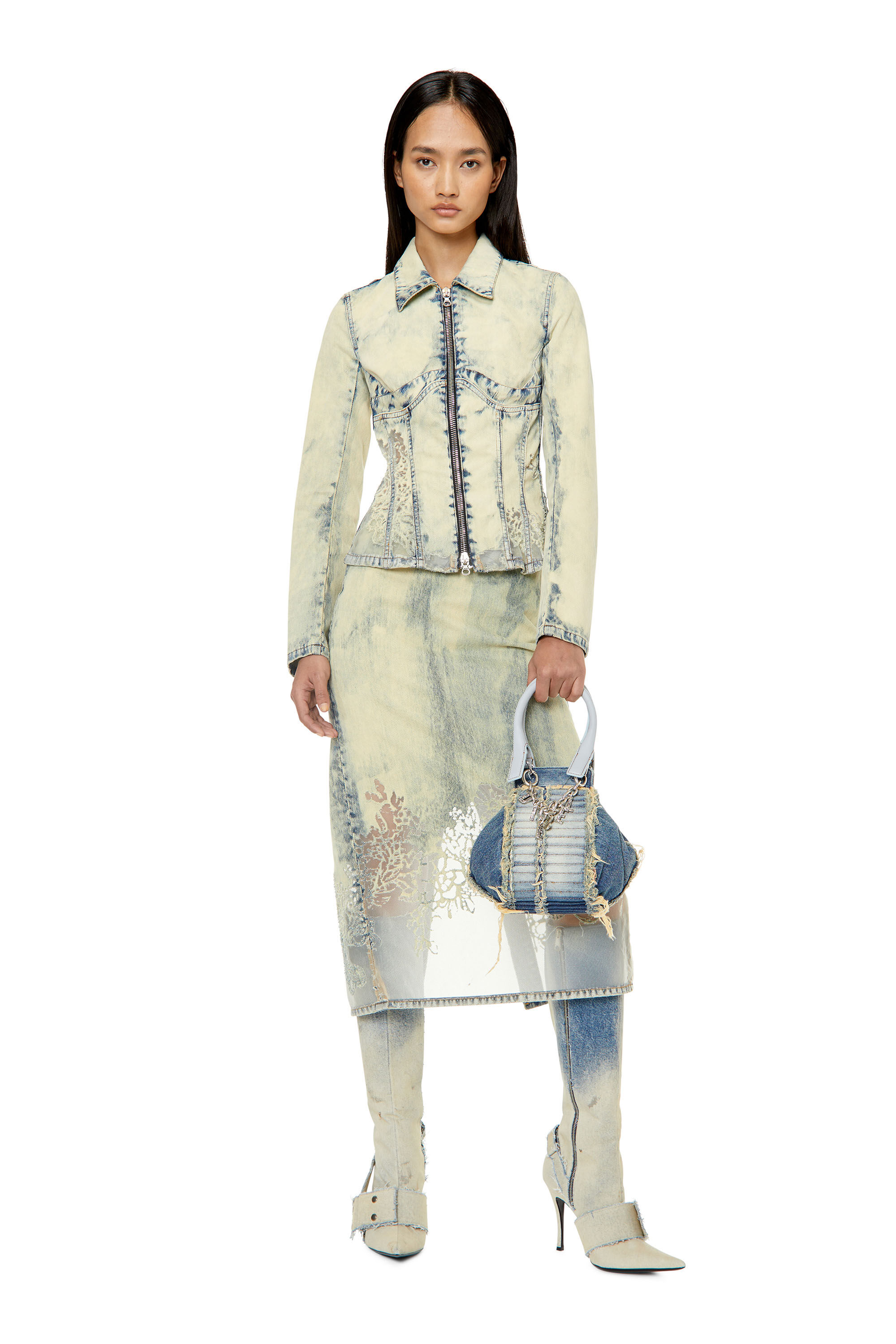 DE-PRA-FSC Woman: Midi skirt in lace denim | Diesel