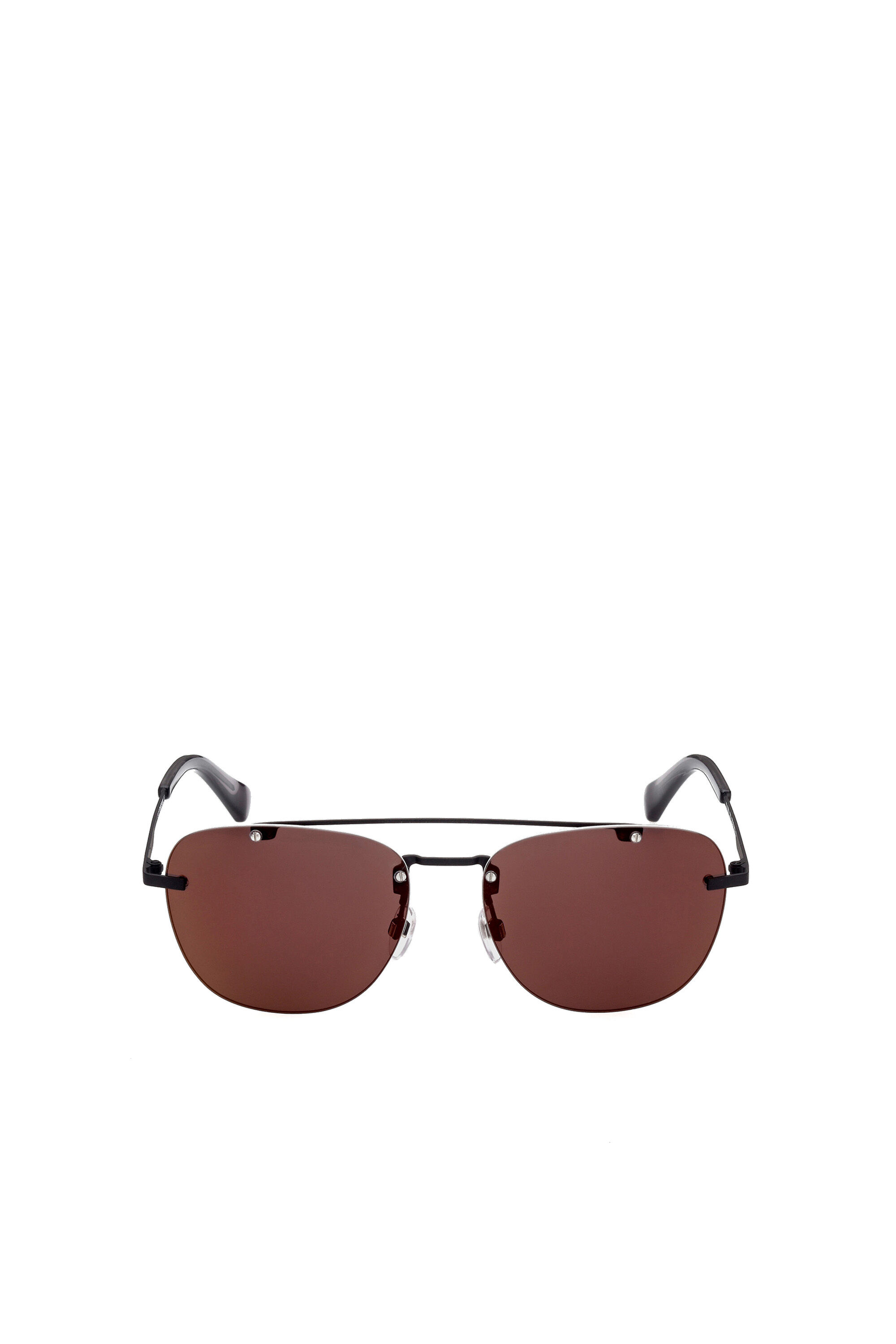 Diesel - DL0350, Gafas de sol cuadradas y ligeras de metal con doble puente Hombre in Negro - 1