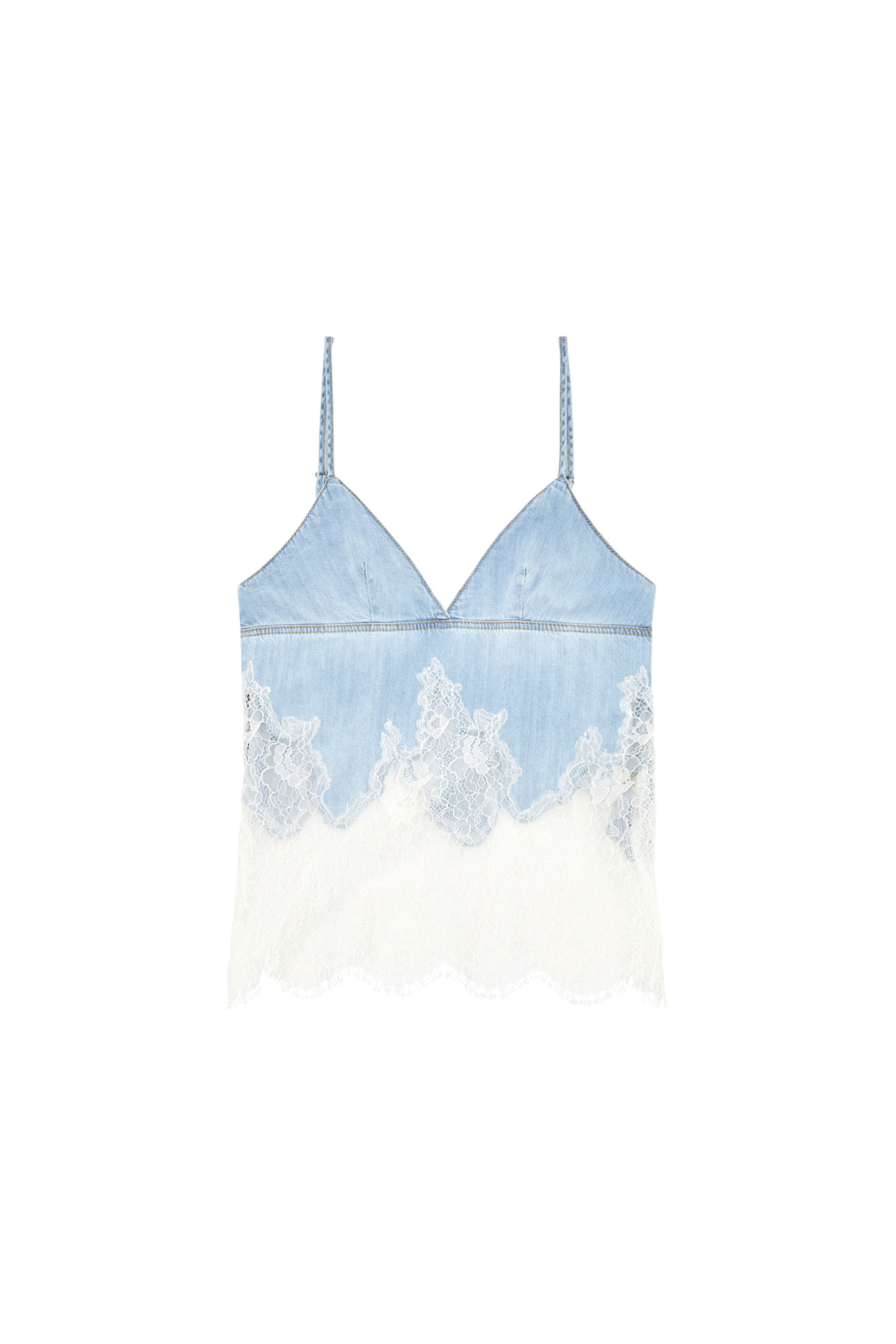 Women's Strappy top in Denim and lace | Blue | Diesel Denim Set Women's Strappy top in Denim and lace | Blue | Diesel Denim Set