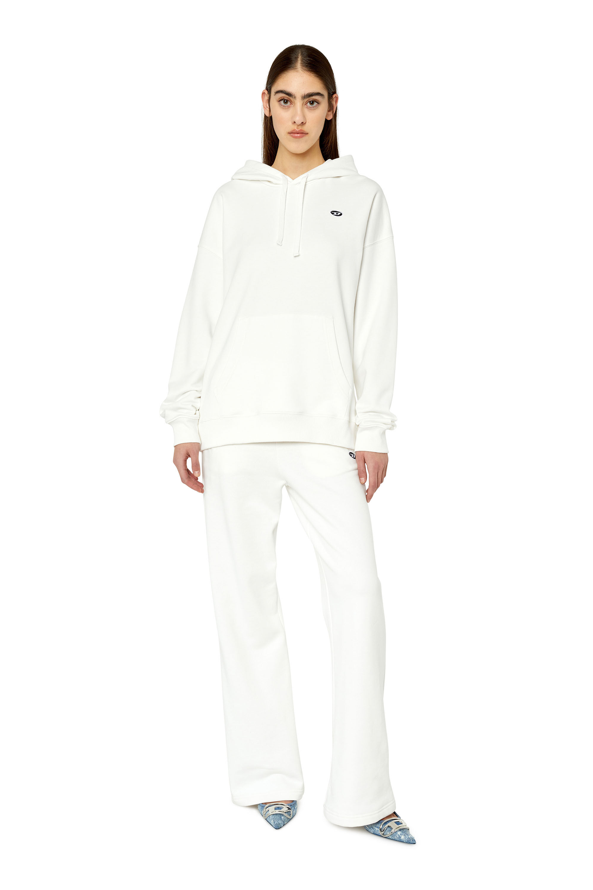 Diesel - F-REGGY-HOOD-DOVAL-PJ, Sudadera con capucha con parche oval D Mujer in Blanco - 1