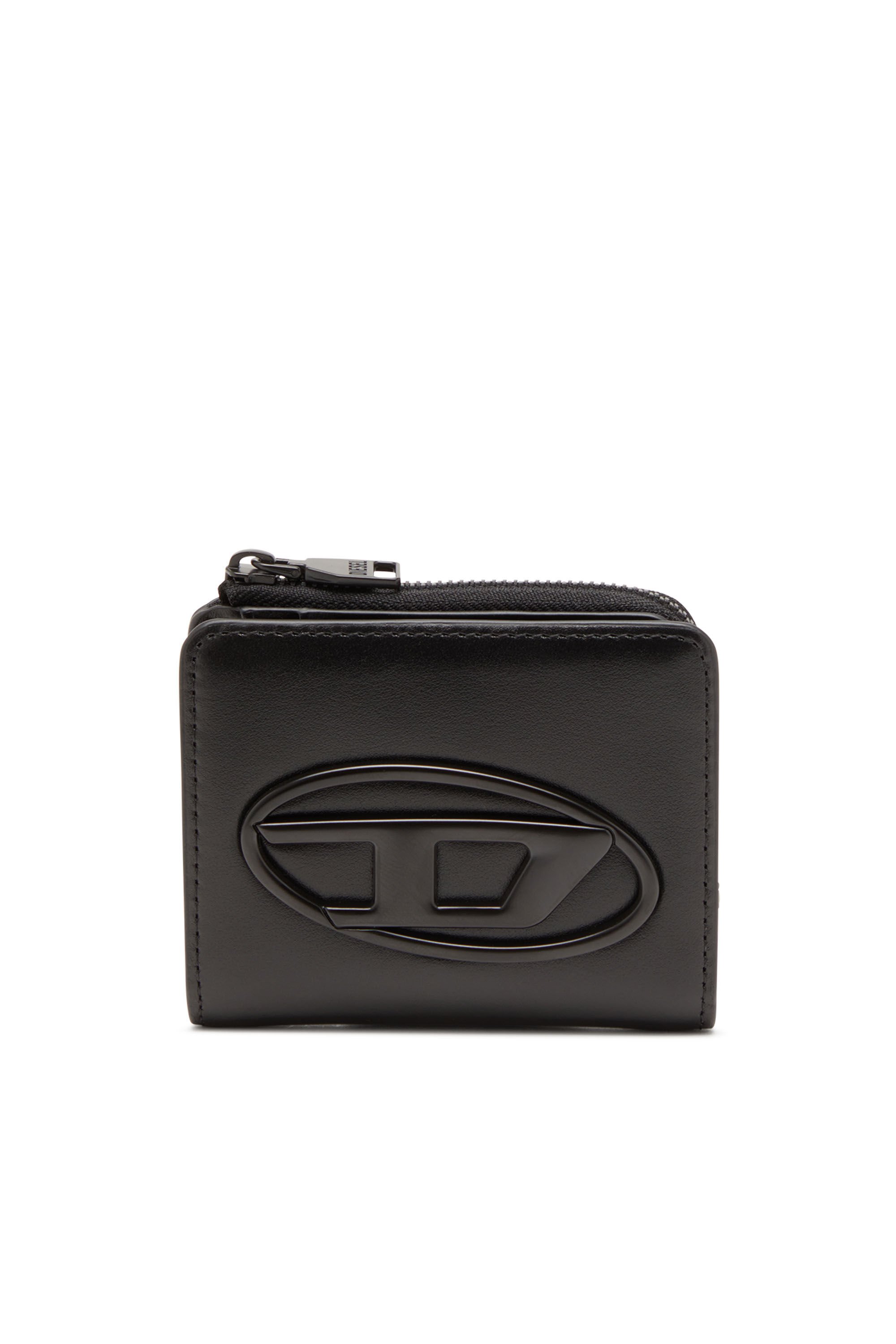 Diesel - HOLI-D CARD HOLDER ZIP L, Unisex Card holder in smooth leather in Black - Image 1