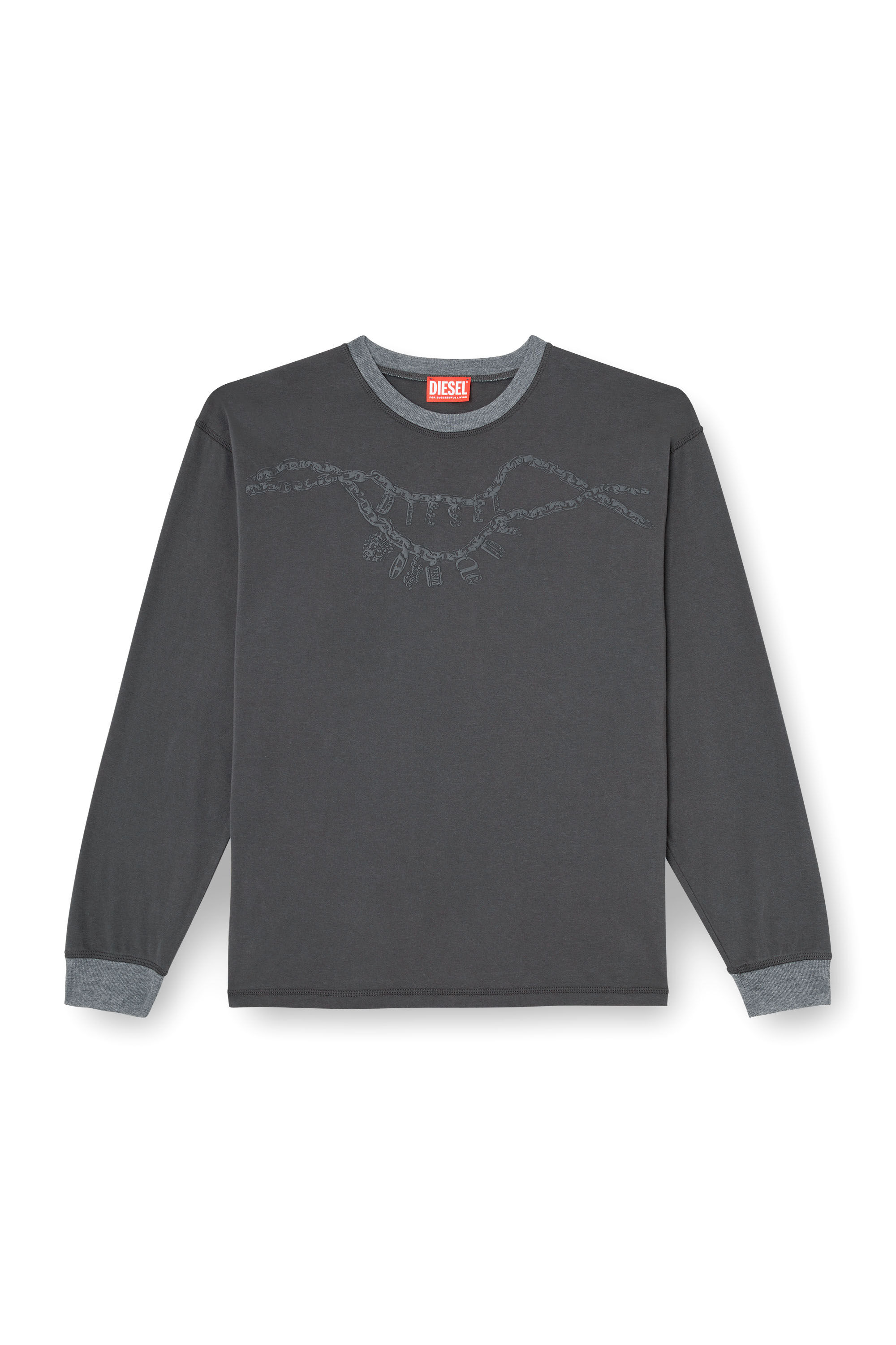 Diesel - T-BOXT-LS-HOSHI, Camiseta de manga larga con estampado de collar con colgante Unisex in Gris - 2