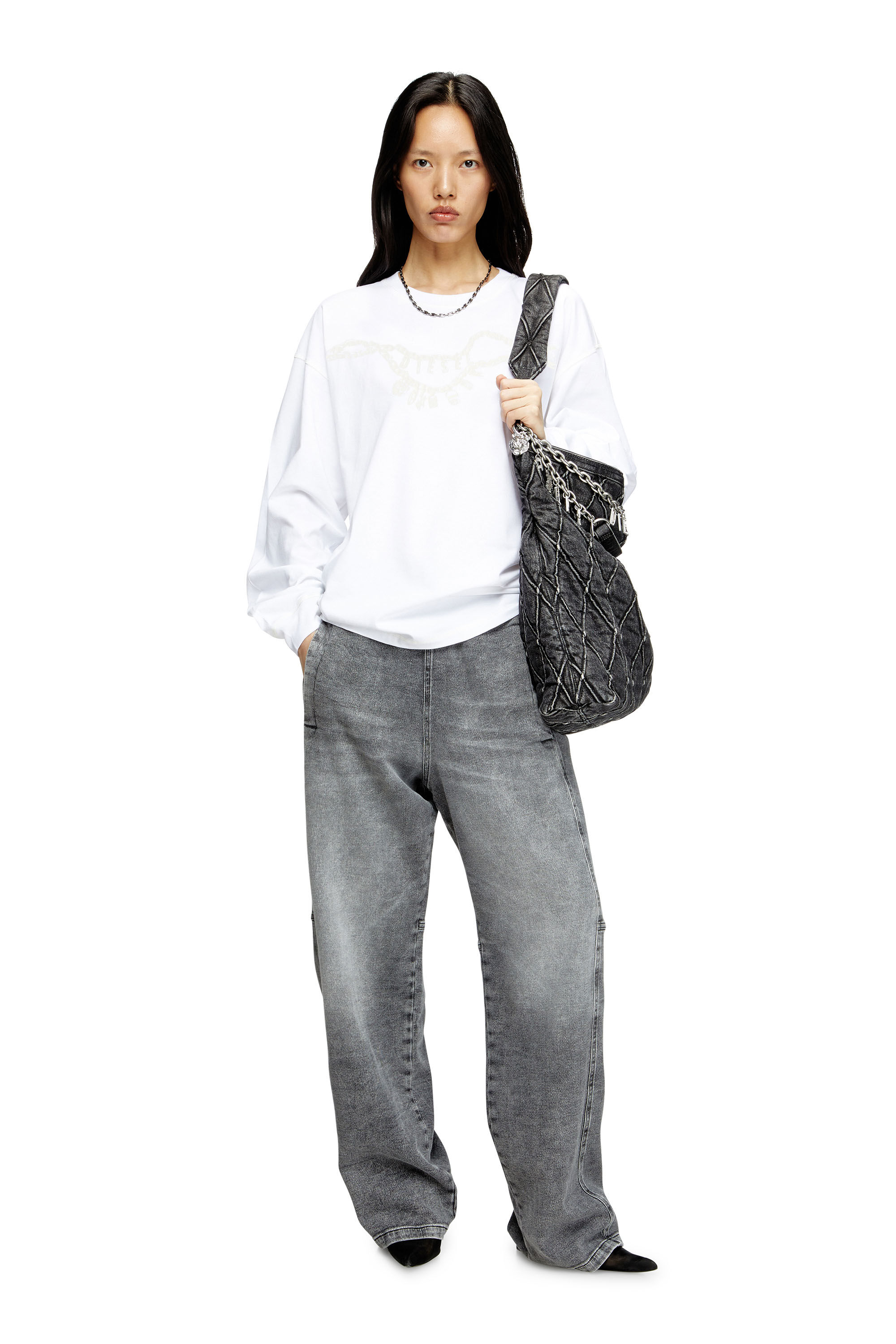Diesel - T-BOXT-LS-HOSHI, Camiseta de manga larga con estampado de collar con colgante Unisex in Blanco - 6
