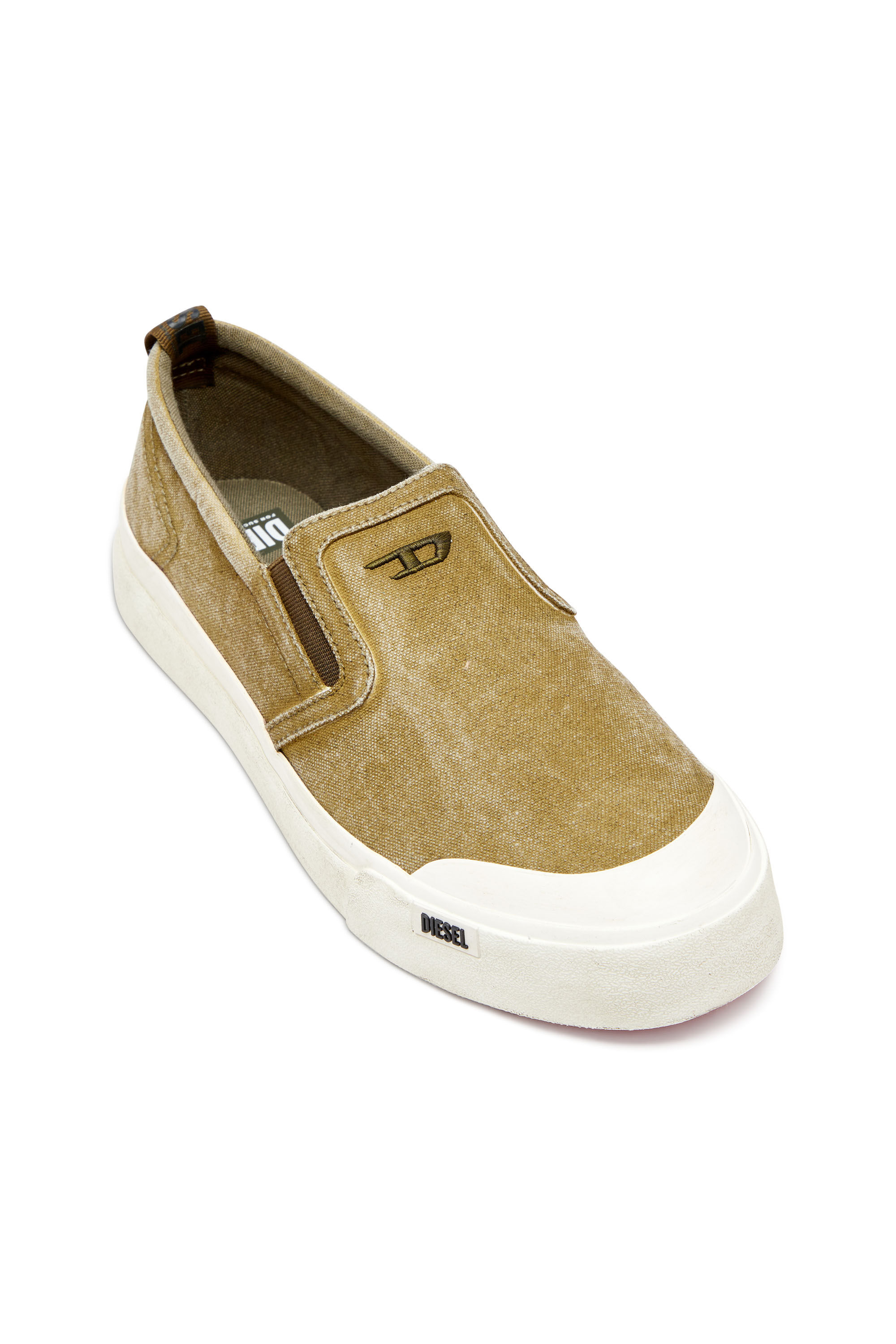 【DIESEL】S-Athos Dロゴ 刺繍 キャンバス スリッポンスニーカー Men's S-Athos-Canvas slip-on sneakers with D embroidery