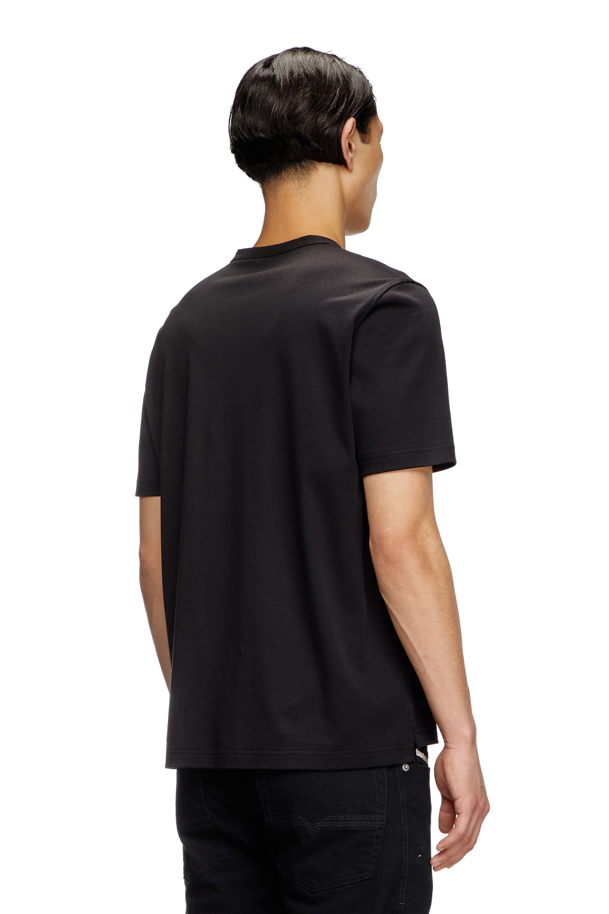 Men's T-shirt with tonal logo embroidery | Black | Diesel