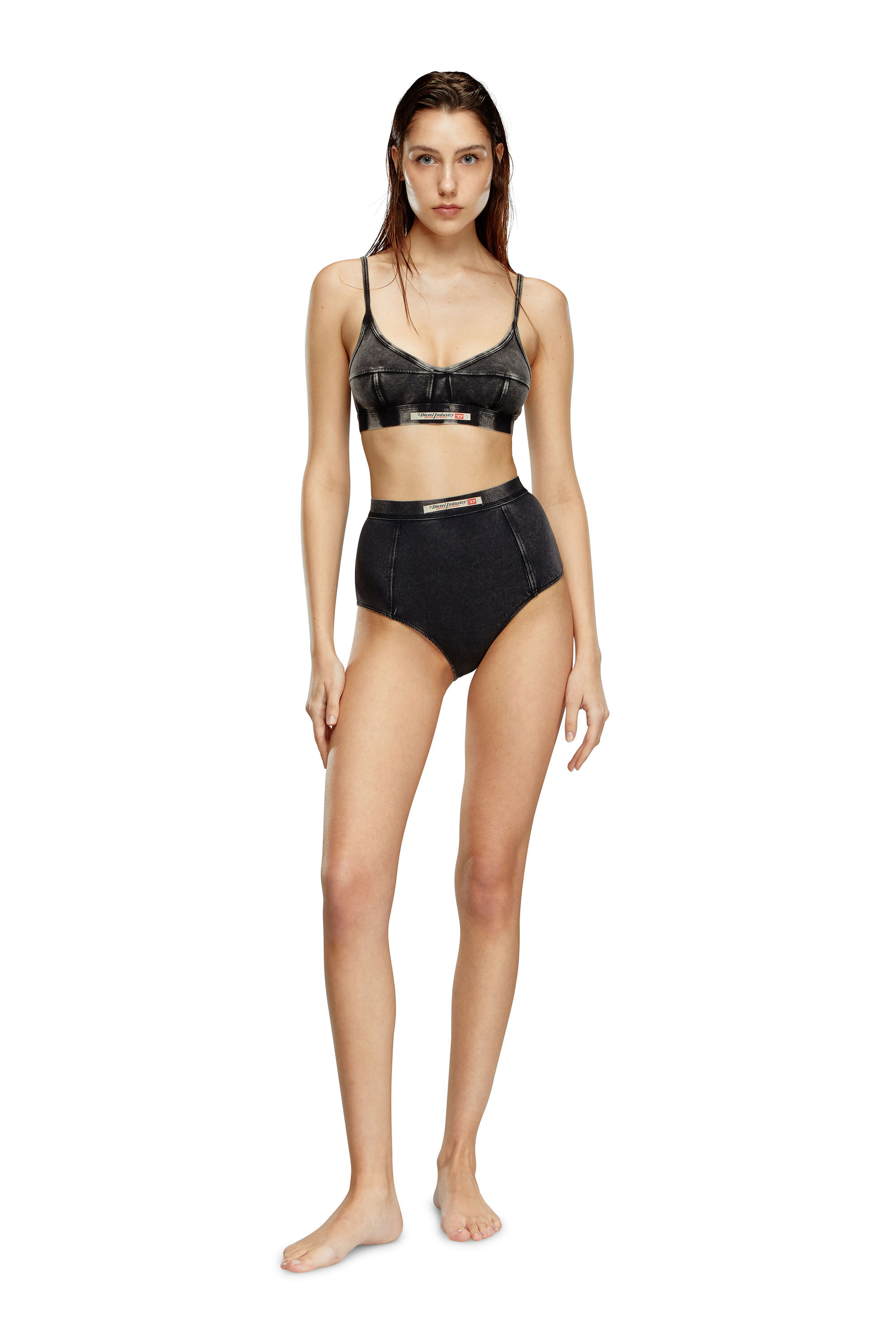 Diesel - UFPN-DRONA, Calzoncillos hipster en tejido vaquero elástico Mujer in Negro - 2