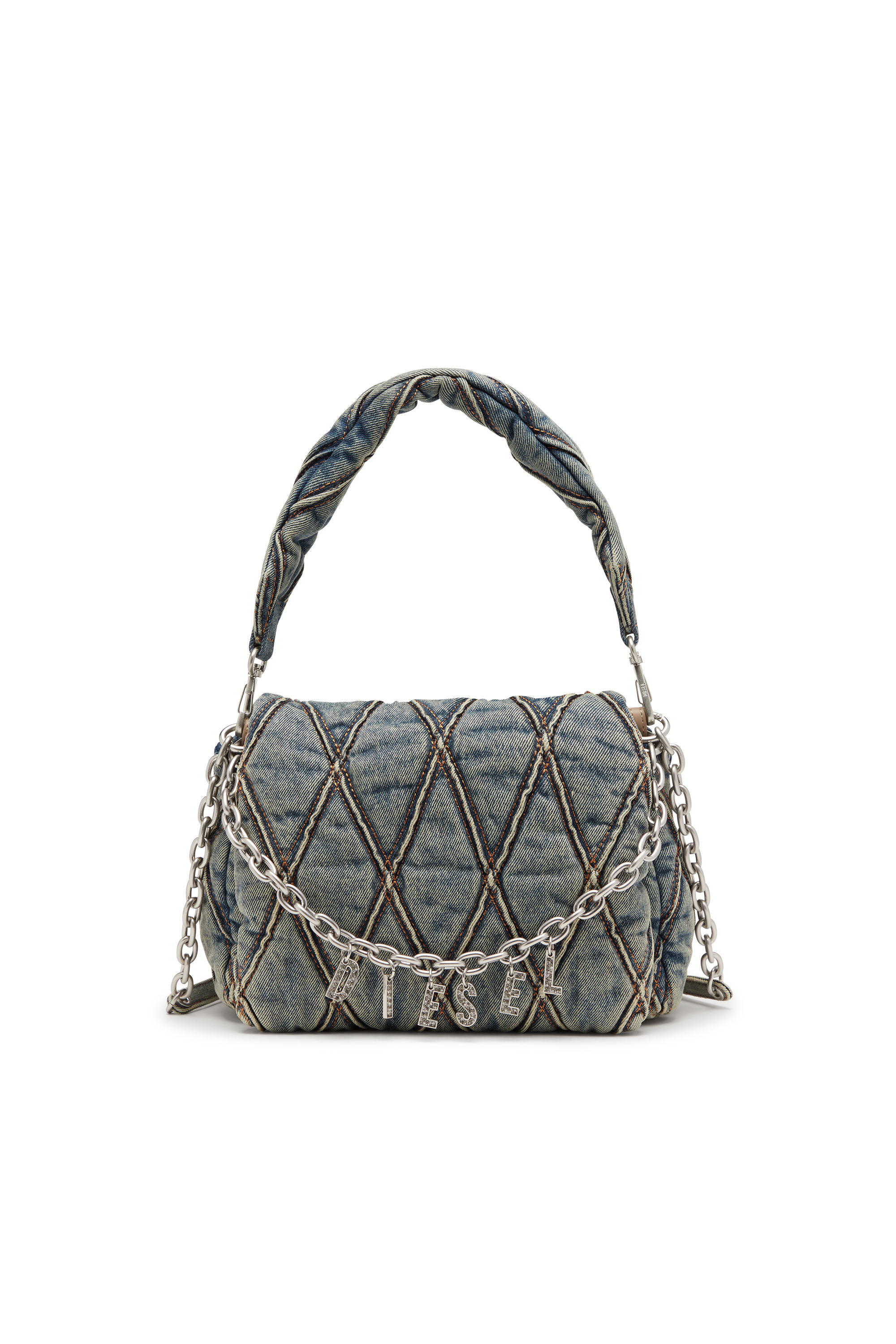 Women's Charm-D M-Handbag in quilted denim | Blue | Diesel