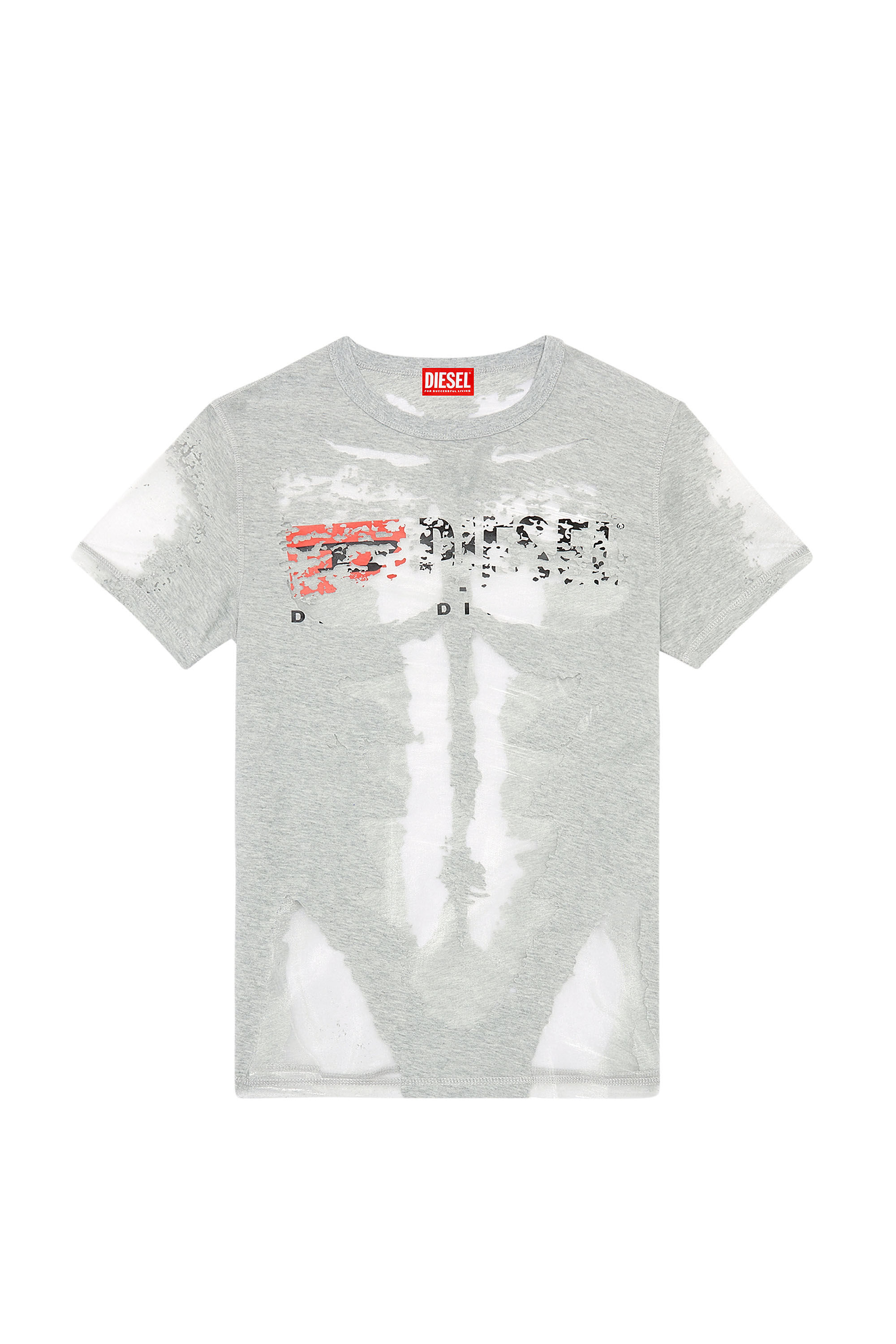 Men's Burnout T-shirt with sheer panels | Grey | Diesel