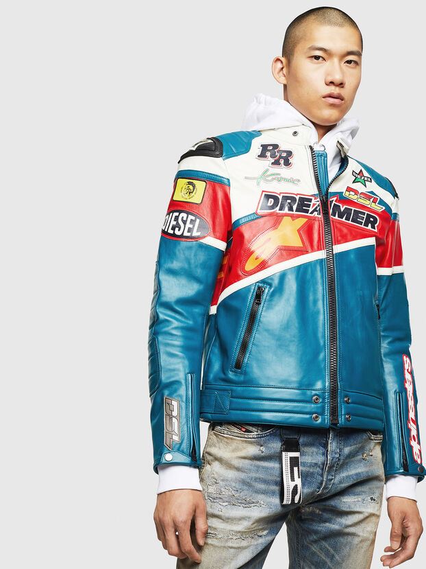Vintage Biker Jacket With Racer Patches