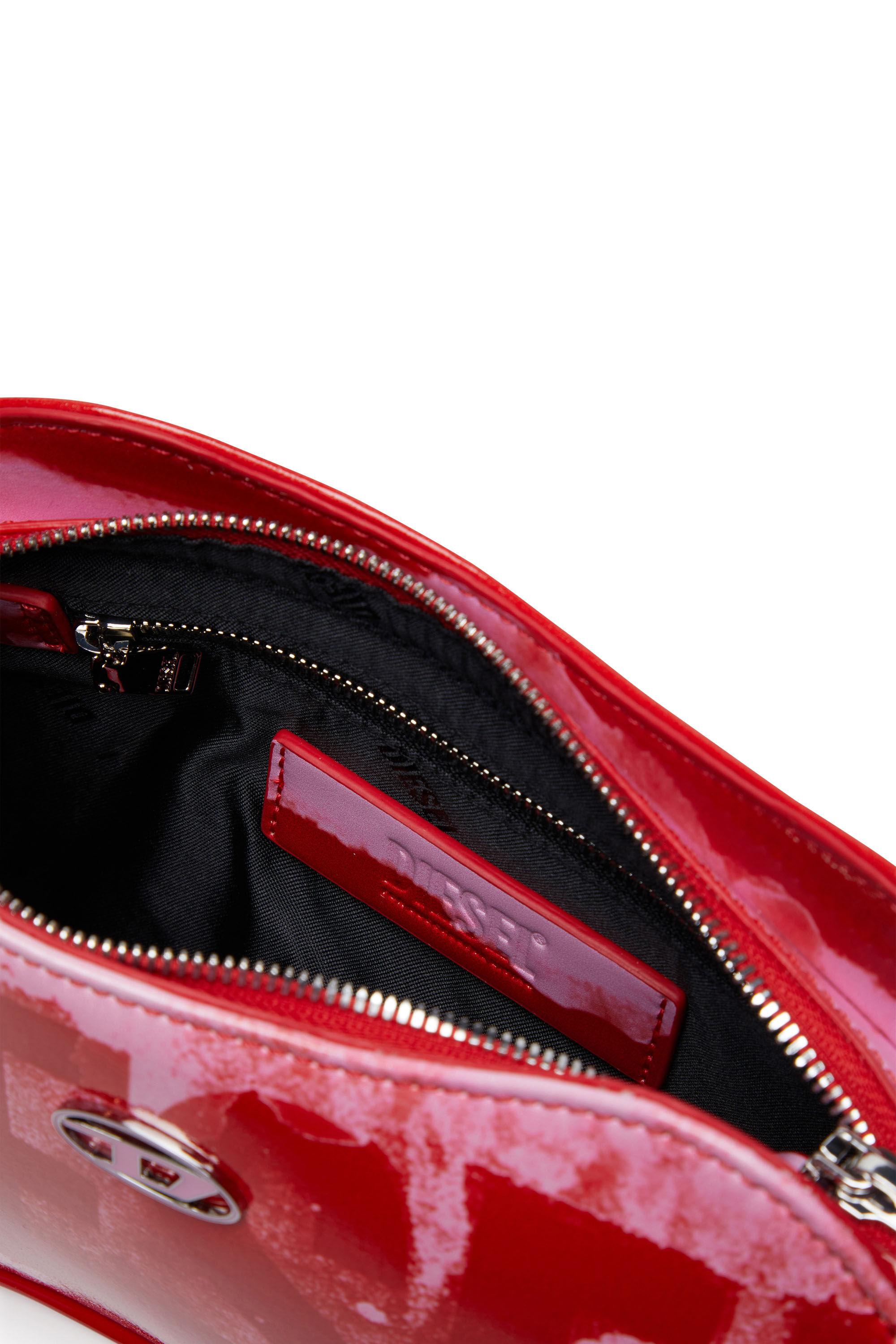 Diesel - PLAY SHOULDER, Woman's Play-Shoulder bag in printed glossy PU in Pink/Red - 2