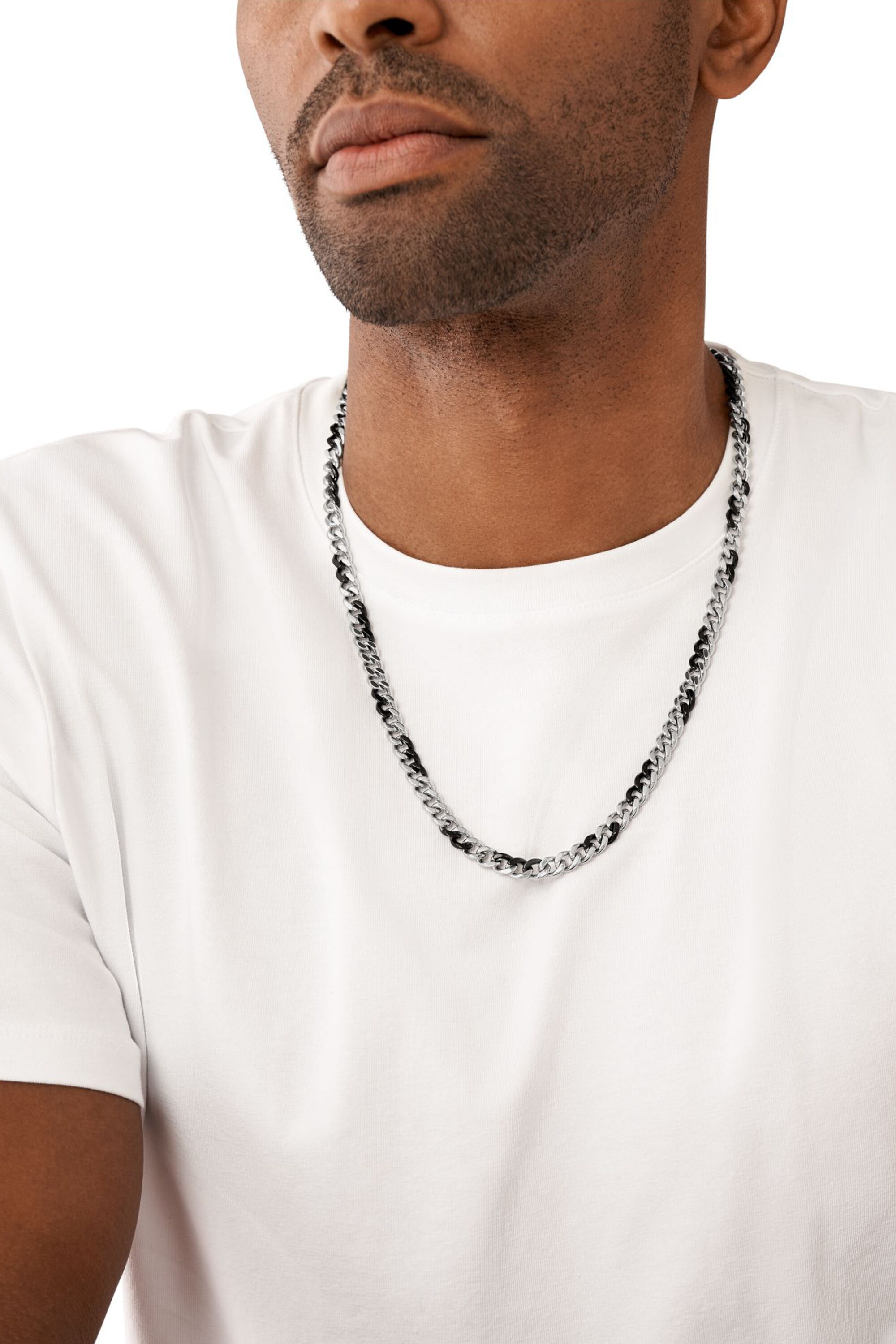 Men's Two-Tone stainless steel chain necklace | Silver | Diesel